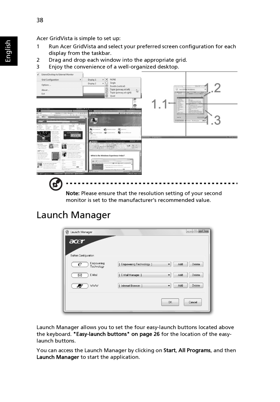 Acer 4520 manual Launch Manager 