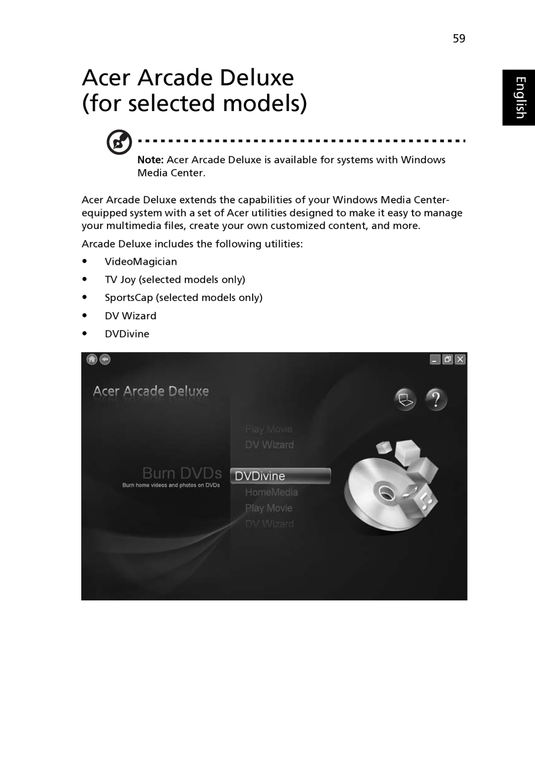 Acer 4520 manual Acer Arcade Deluxe for selected models 