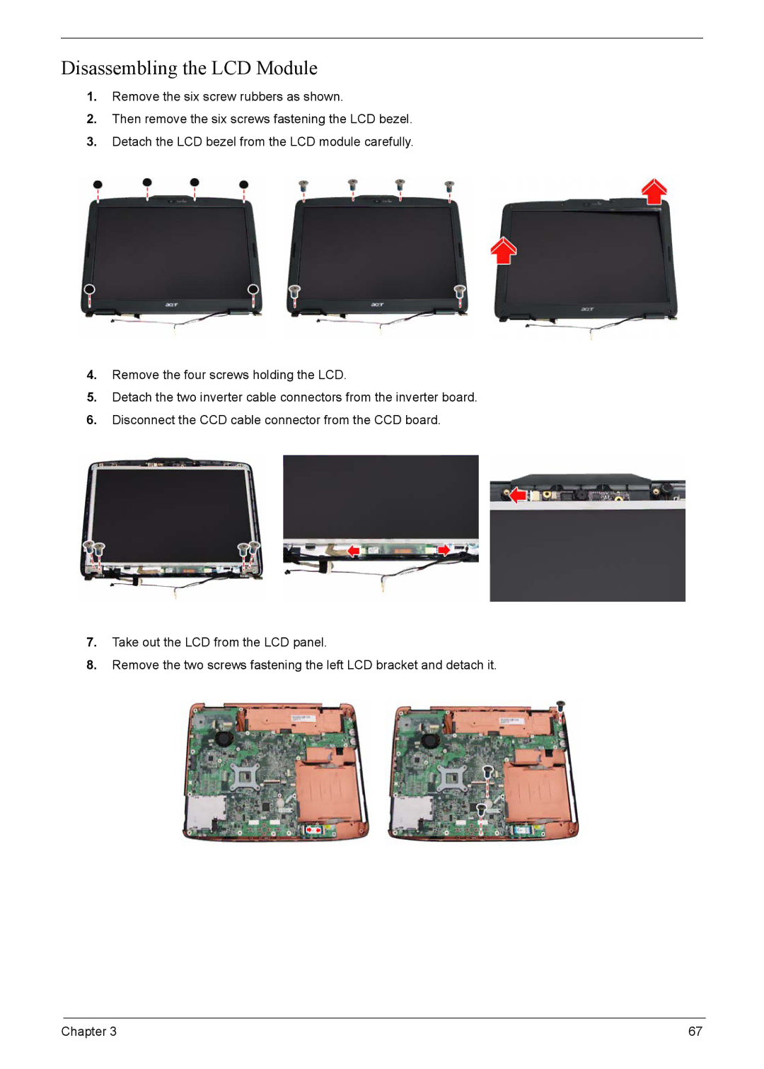 Acer 4220G, 4520G manual Disassembling the LCD Module 