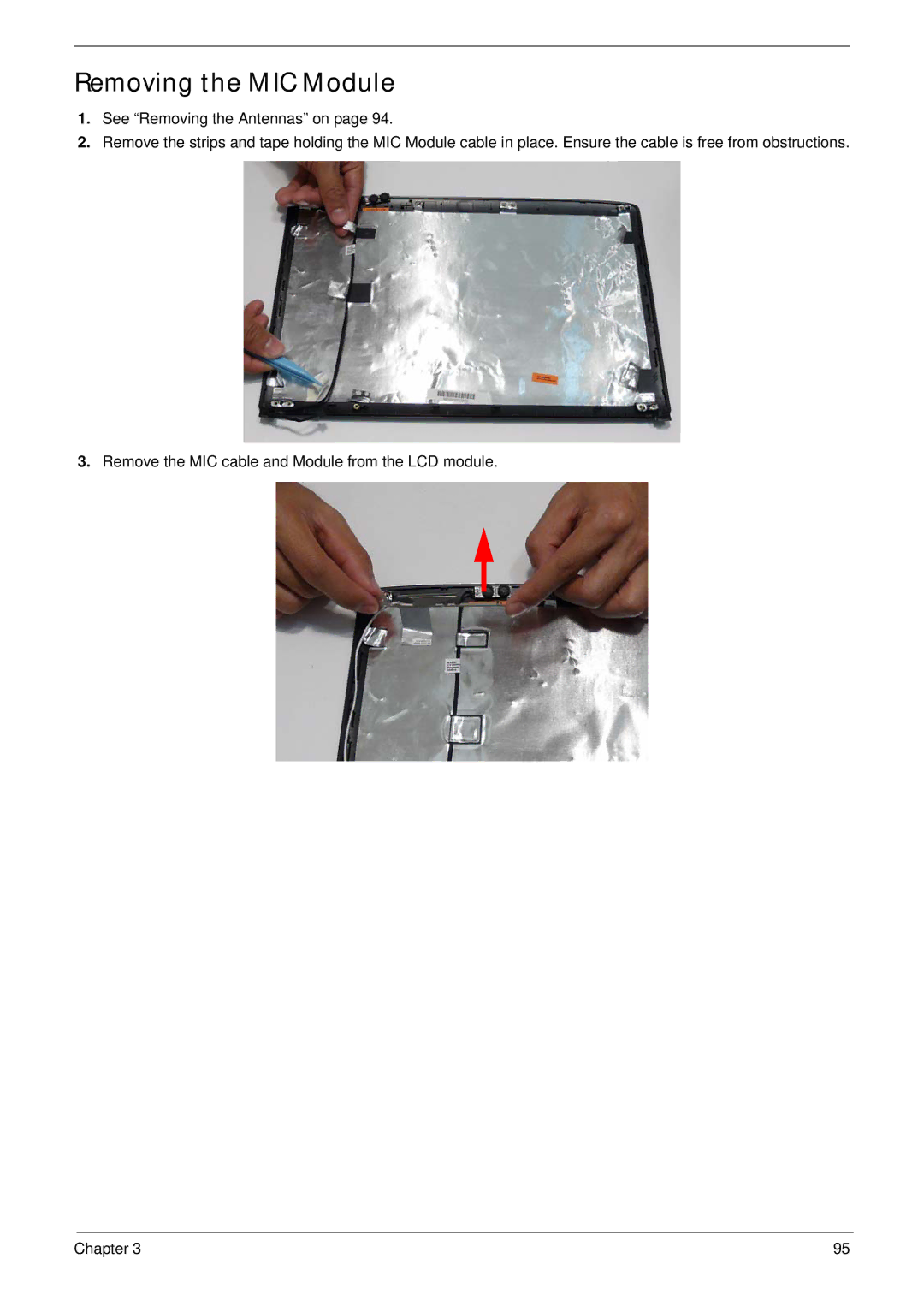 Acer 4535G, 4235 manual Removing the MIC Module 