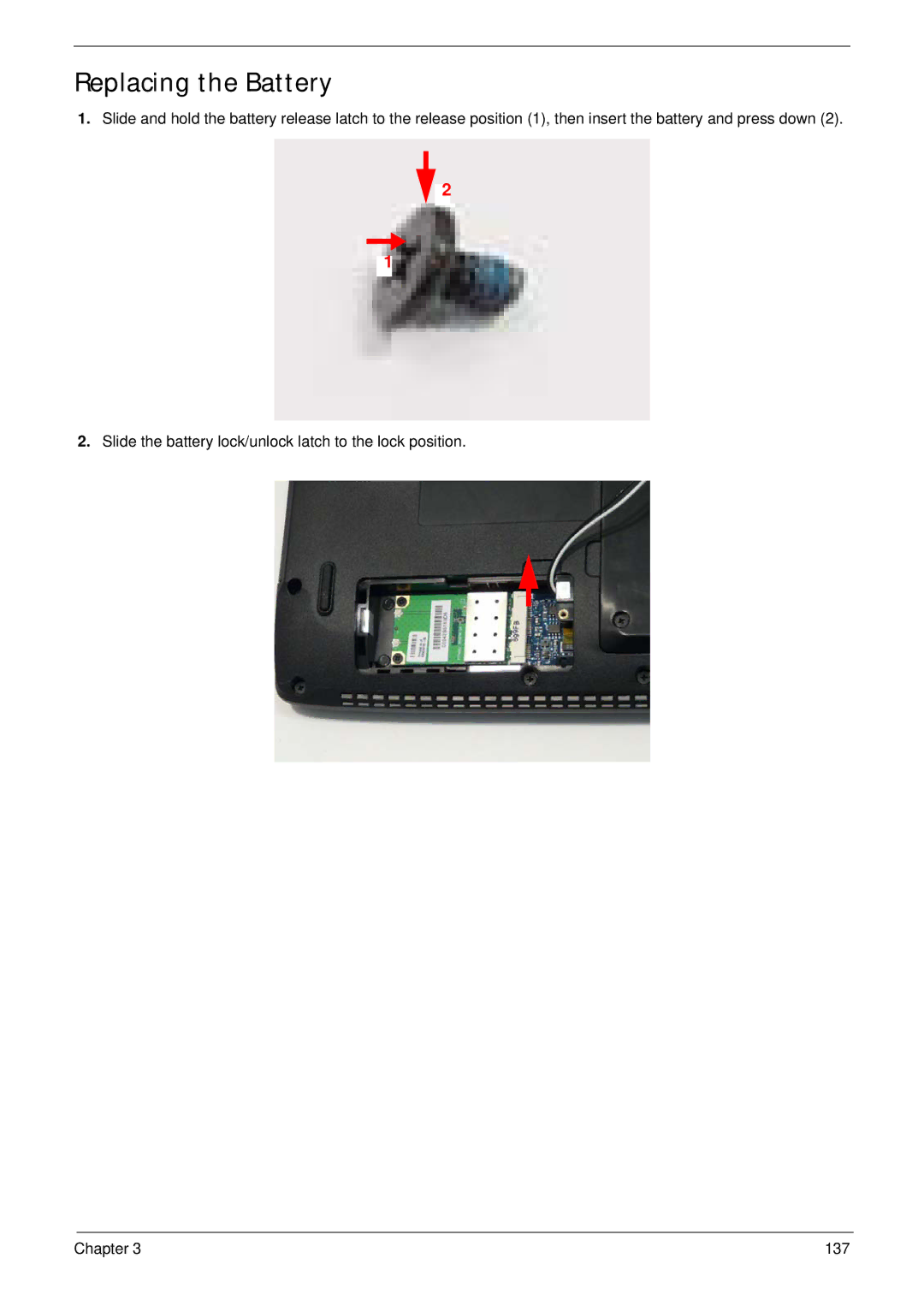 Acer 4535G, 4235 manual Replacing the Battery 