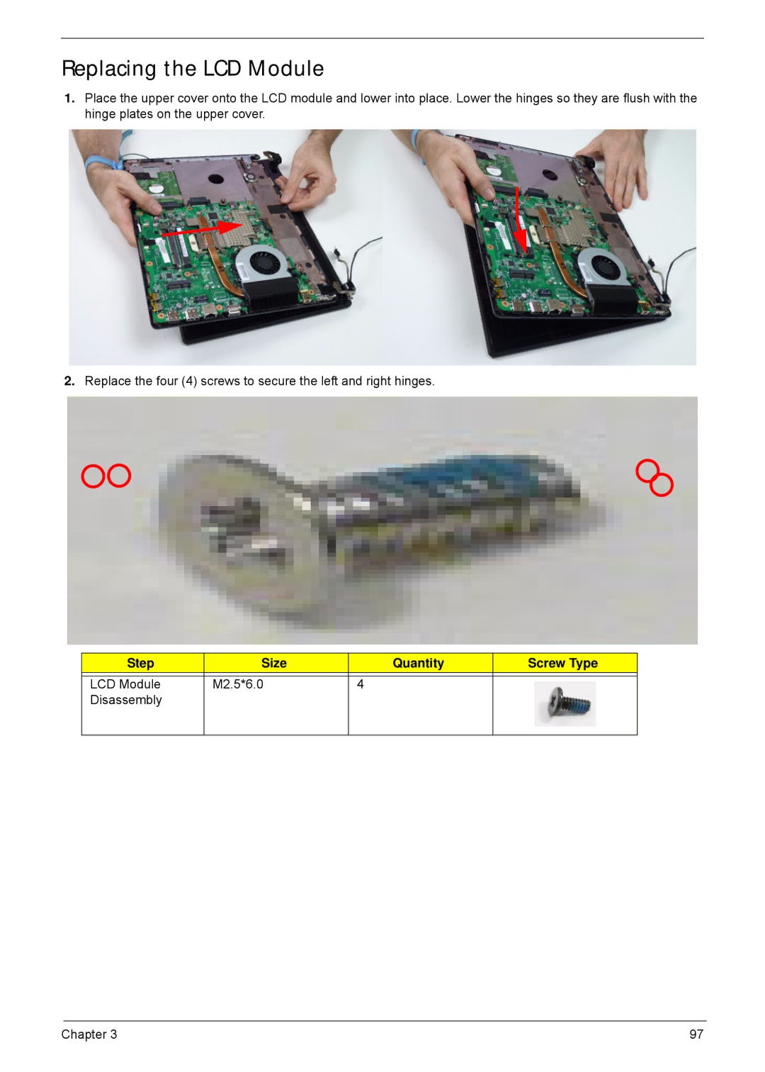 Acer 4252, 4552G manual Replacing the LCD Module 