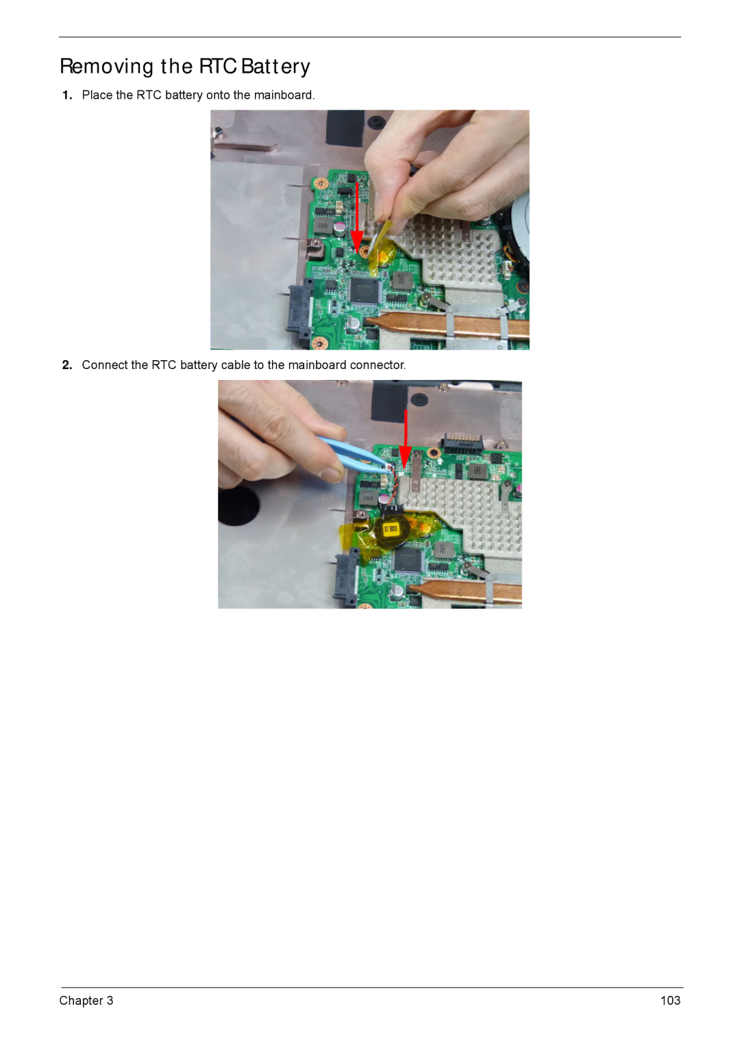 Acer 4252, 4552G manual Removing the RTC Battery 