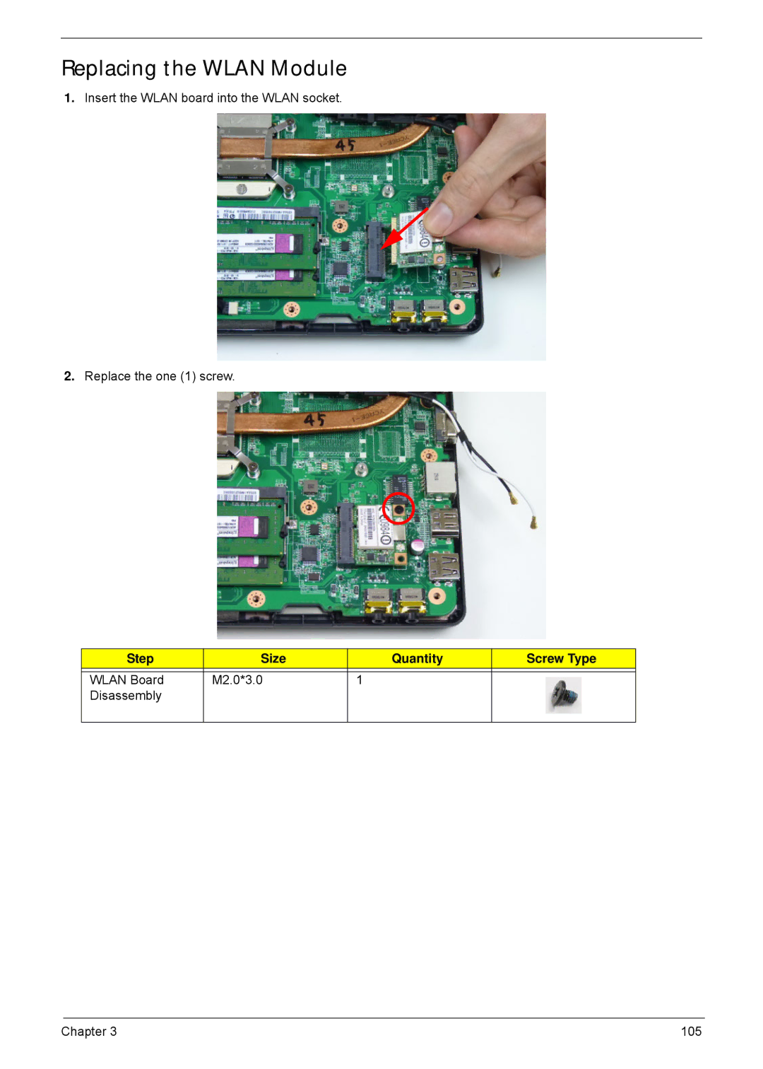 Acer 4552G, 4252 manual Replacing the Wlan Module 