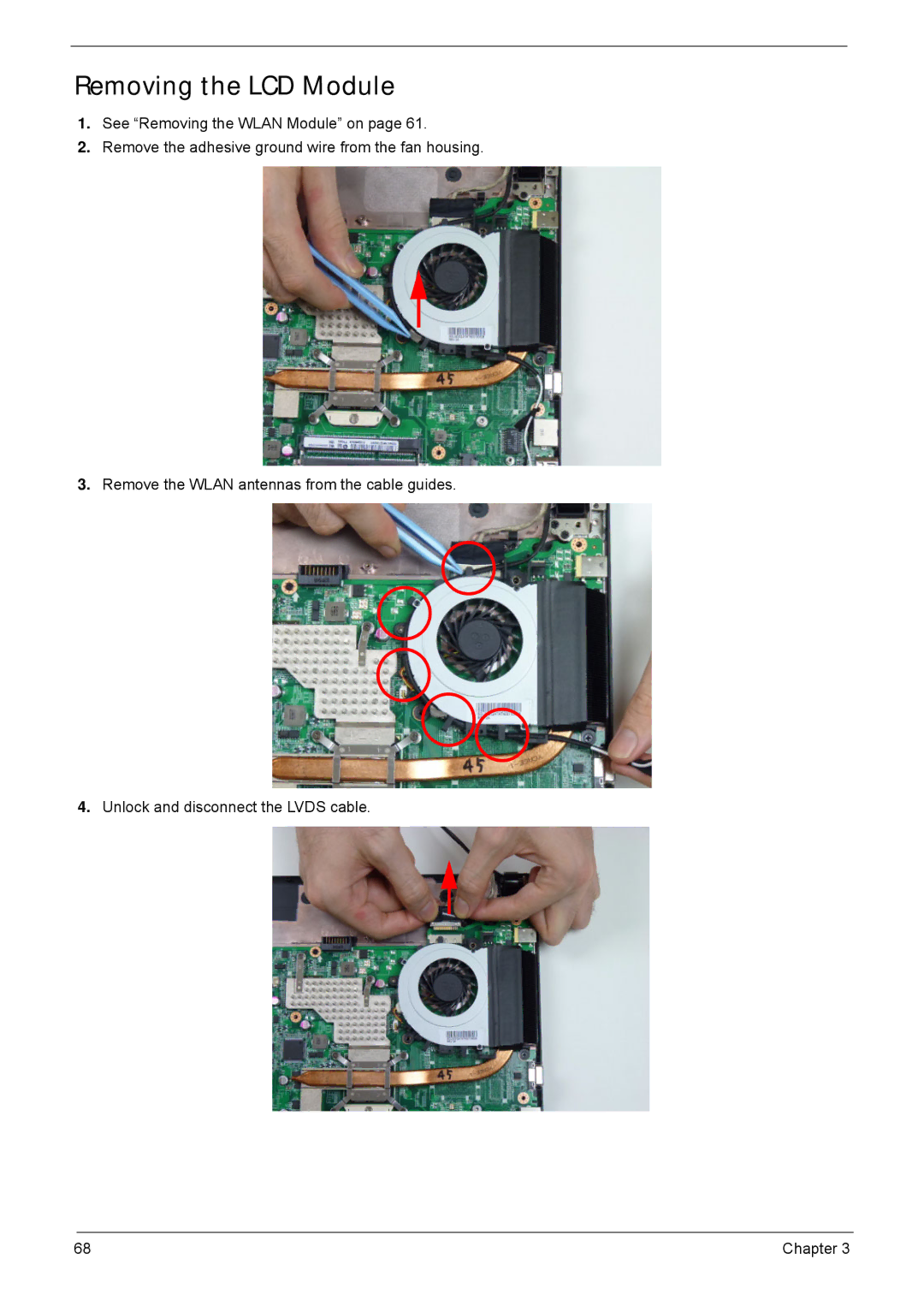 Acer 4552G, 4252 manual Removing the LCD Module 