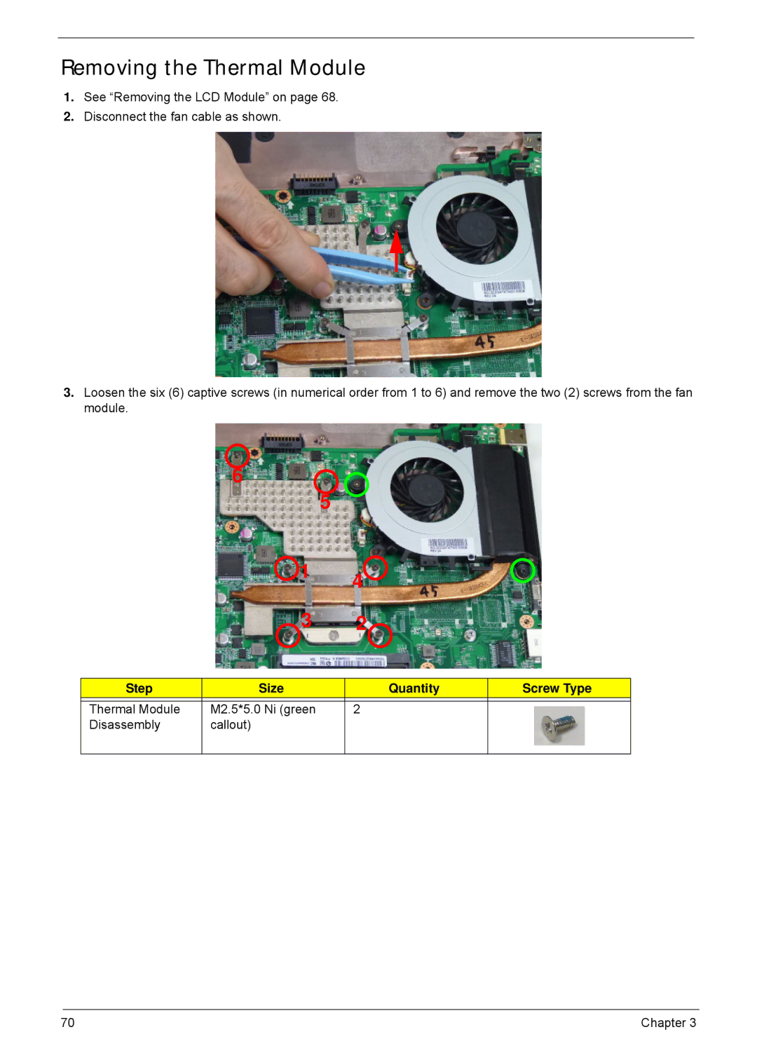 Acer 4252, 4552G manual Removing the Thermal Module 