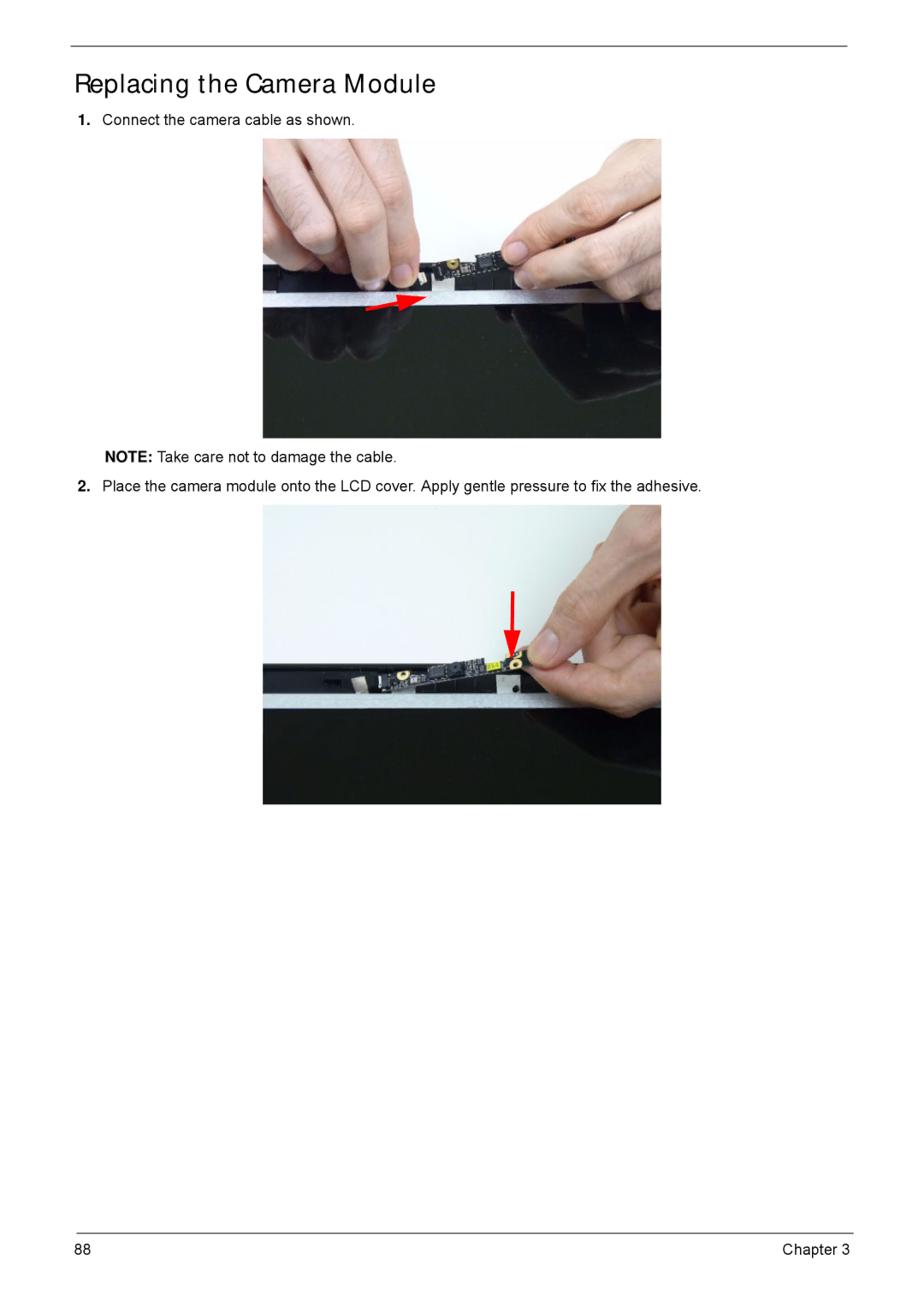 Acer 4252, 4552G manual Replacing the Camera Module 