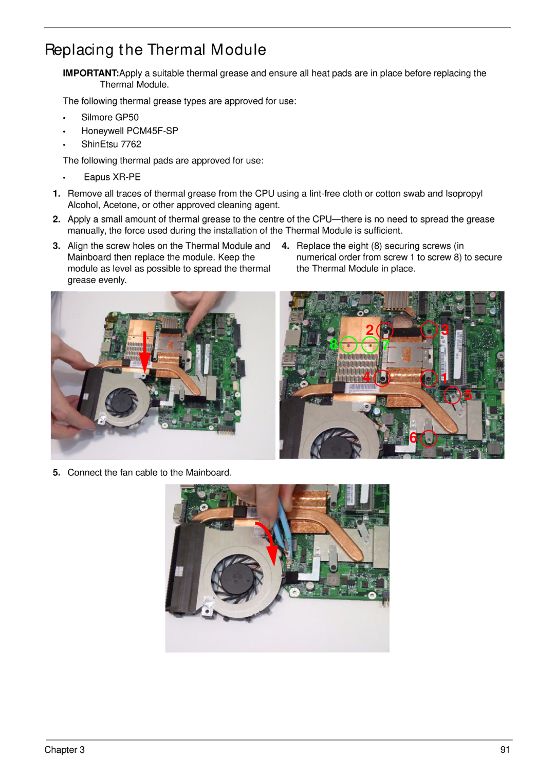 Acer 4553G manual Replacing the Thermal Module 