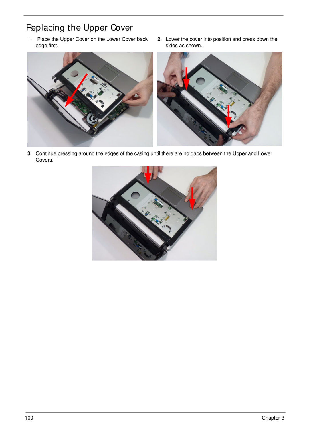 Acer 4553G manual Replacing the Upper Cover 