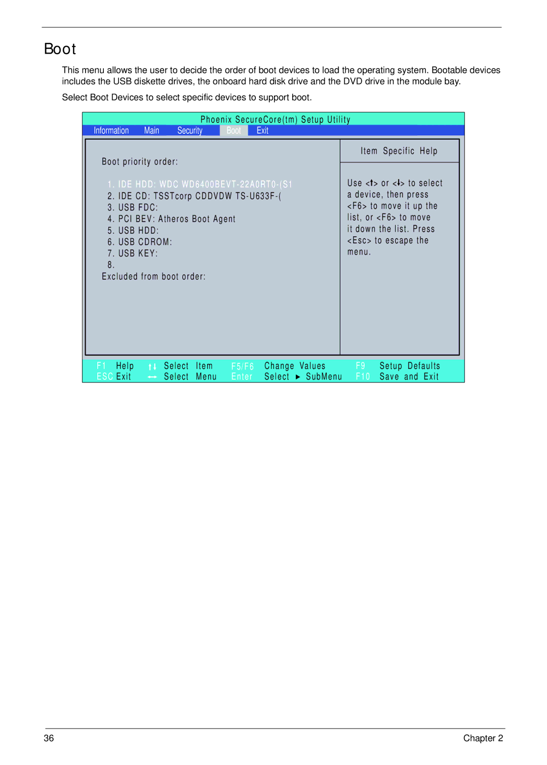 Acer 4553G manual Boot, USB Cdrom 