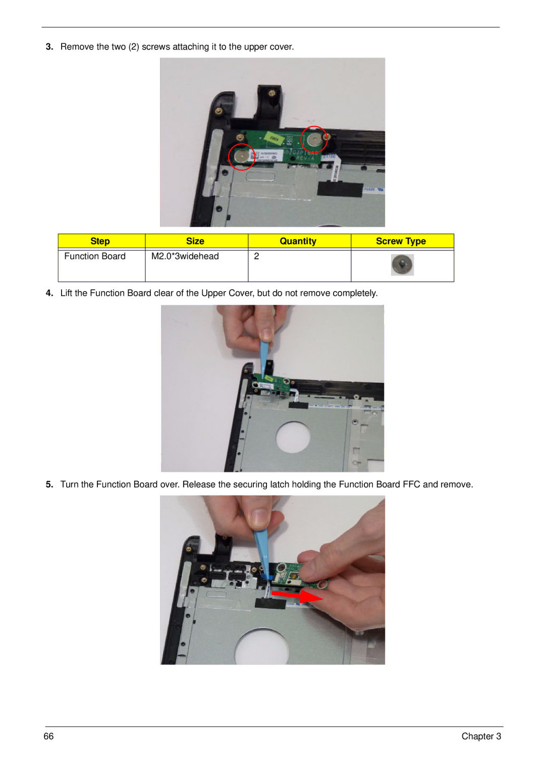 Acer 4553G manual Step Size Quantity Screw Type Function Board M2.0*3widehead 