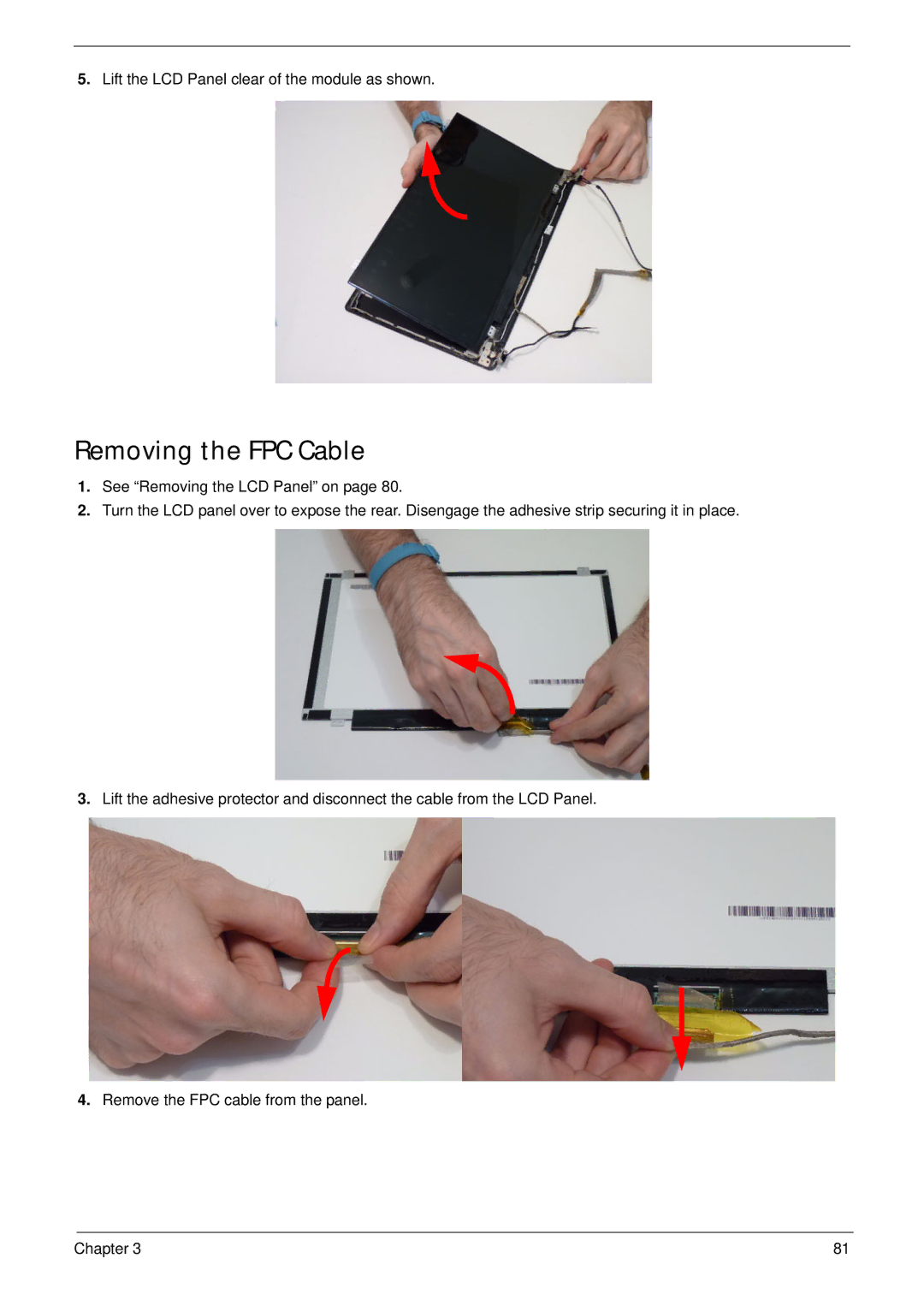 Acer 4553G manual Removing the FPC Cable 