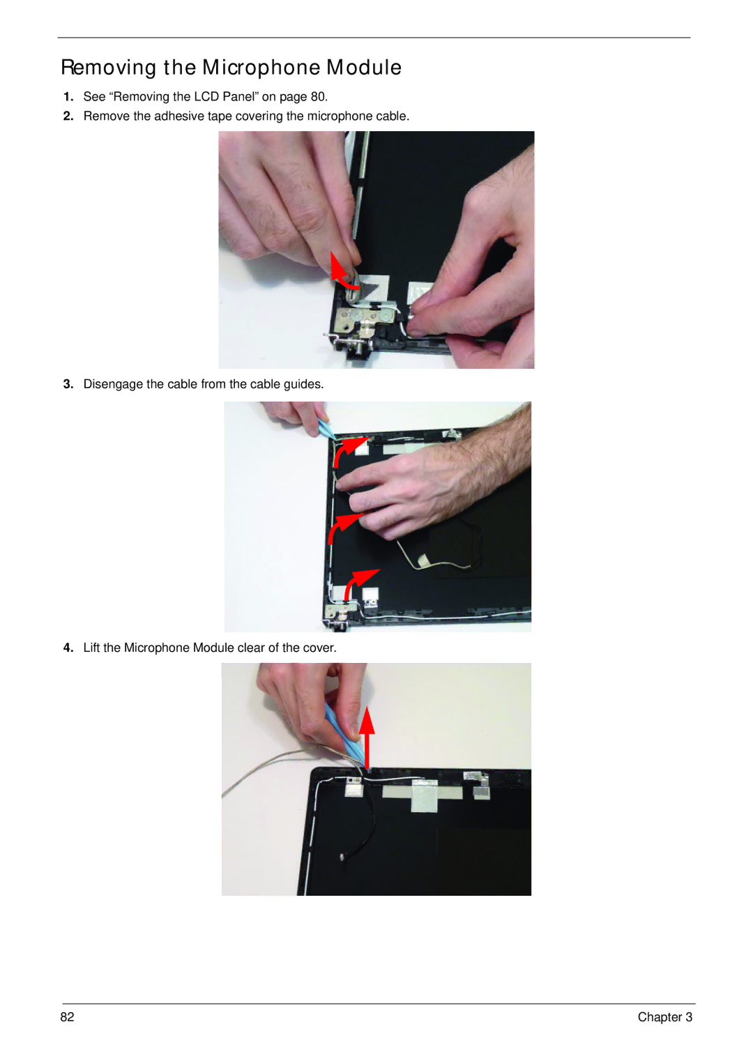 Acer 4553G manual Removing the Microphone Module 