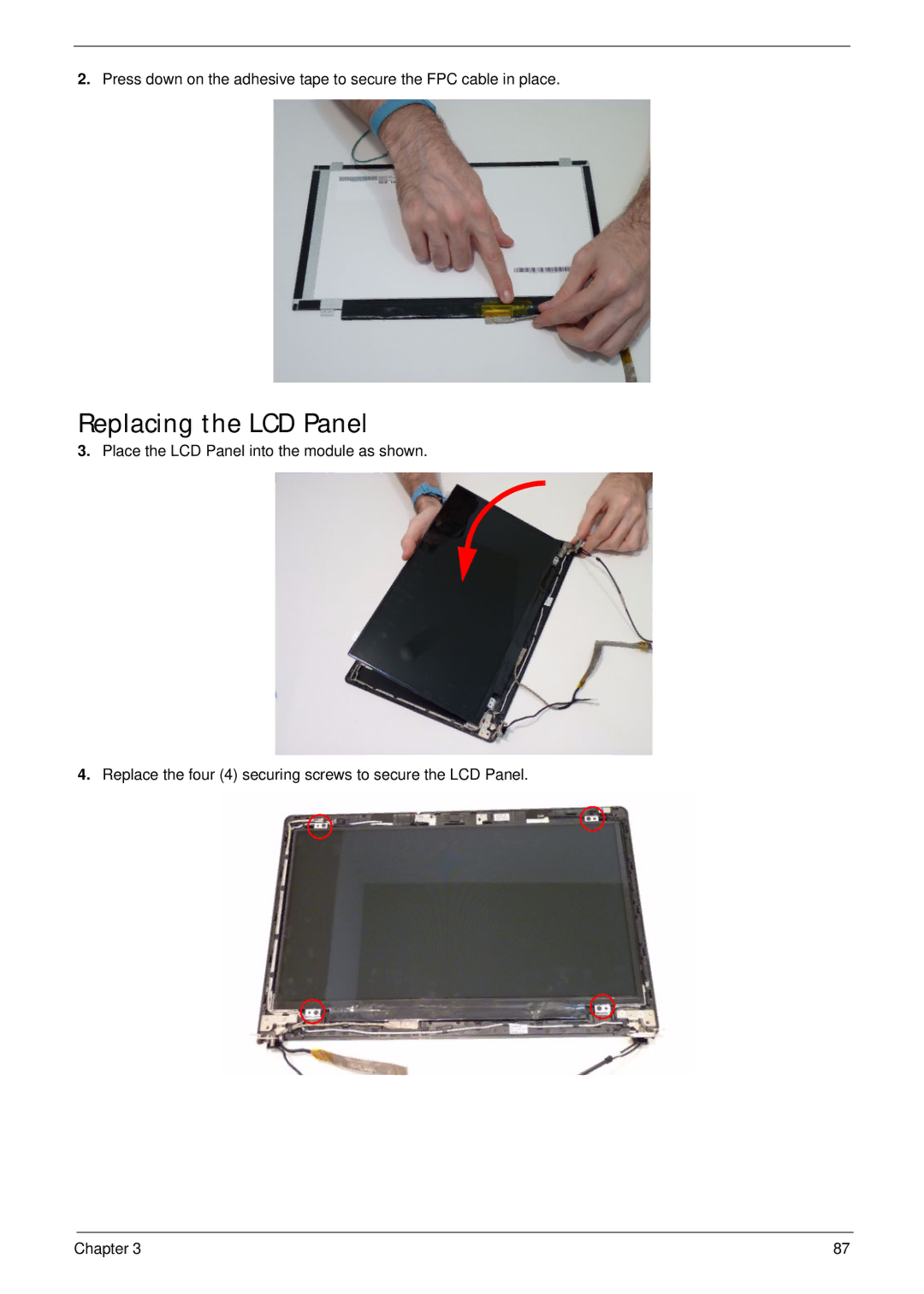 Acer 4553G manual Replacing the LCD Panel 