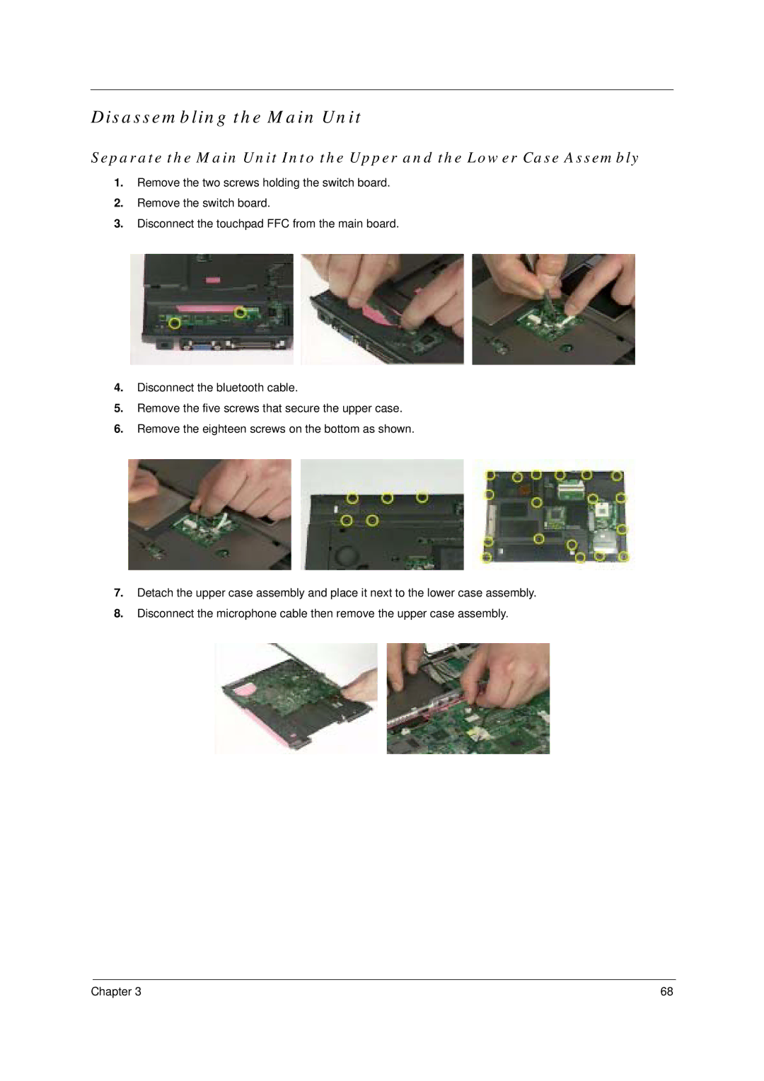 Acer 4100, 4600 manual Disassembling the Main Unit 