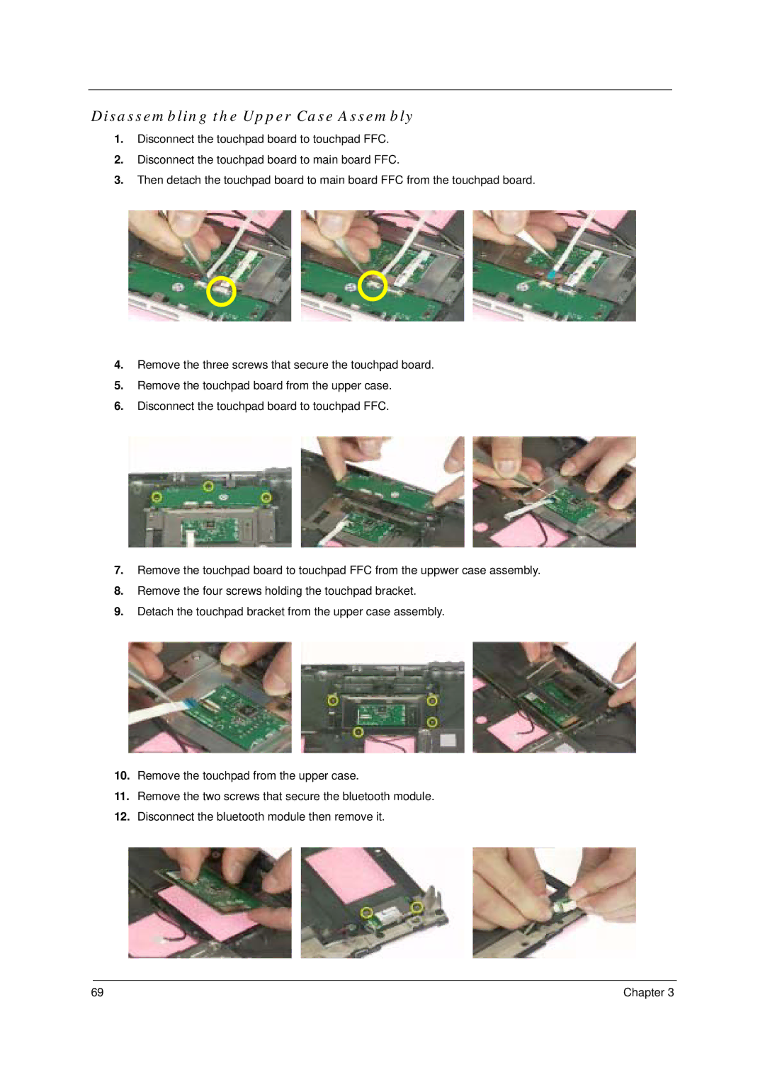 Acer 4600, 4100 manual Disassembling the Upper Case Assembly 