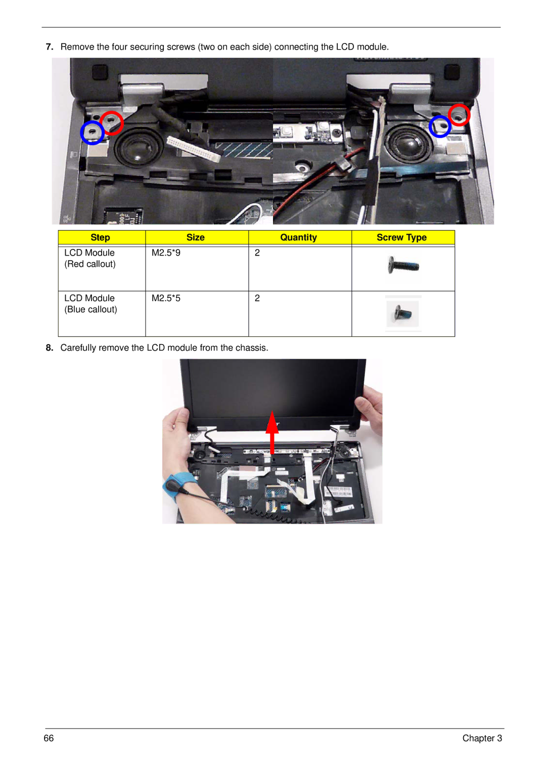 Acer 4730 manual Step Size Quantity Screw Type 