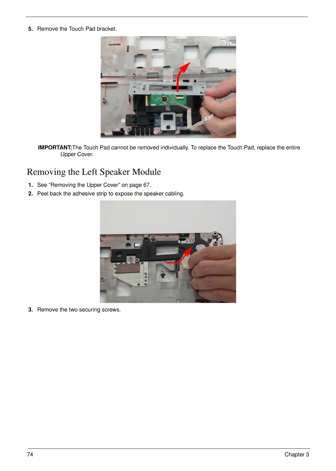 Acer 4730 manual Removing the Left Speaker Module 