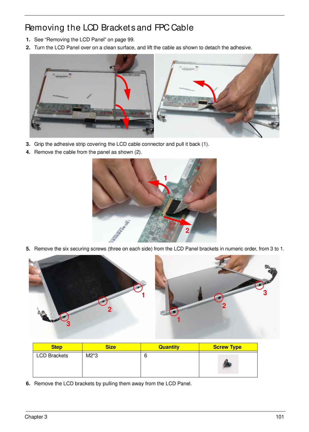 Acer 4736Z, 4736G manual Removing the LCD Brackets and FPC Cable 