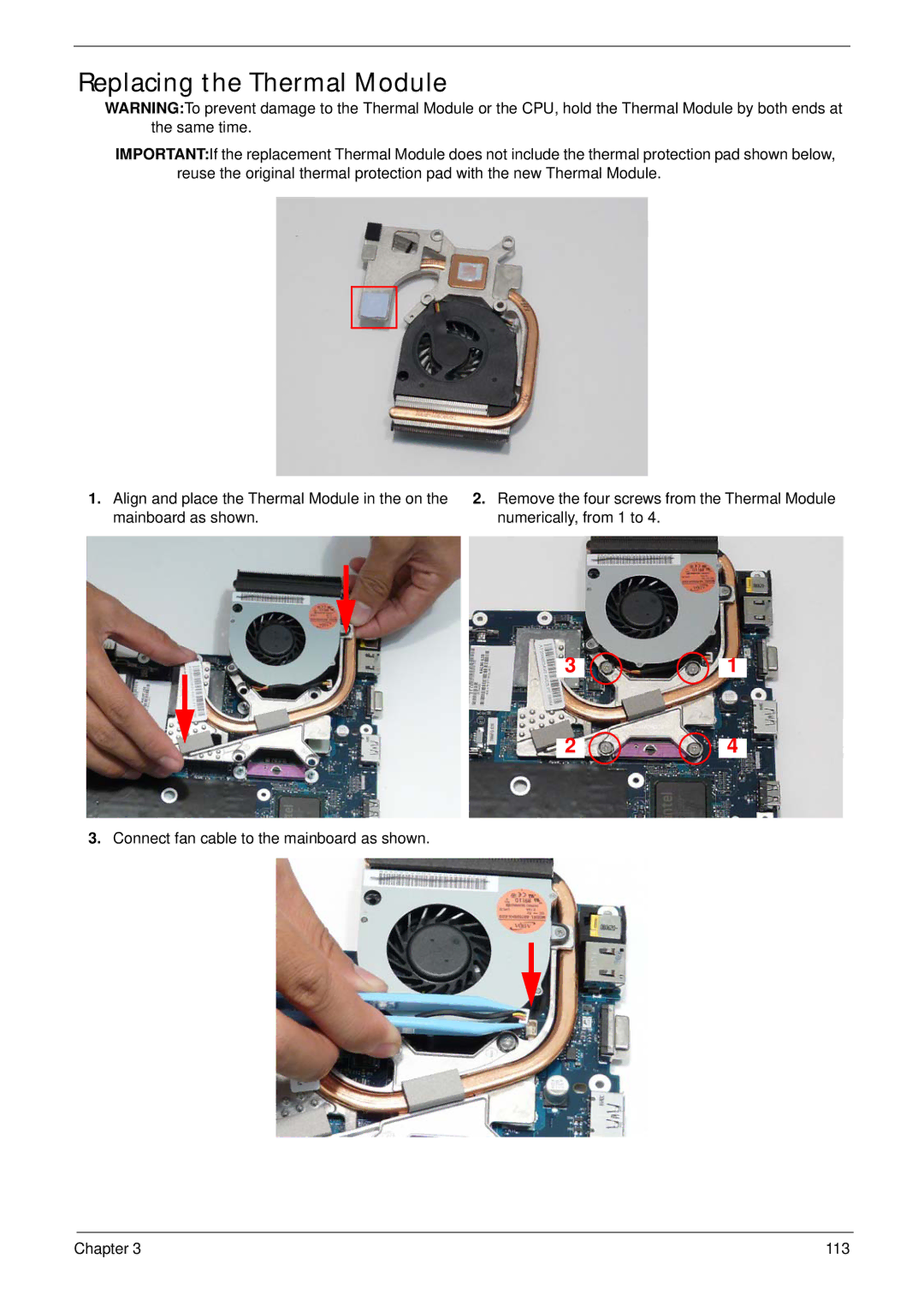 Acer 4736Z, 4736G manual Replacing the Thermal Module 