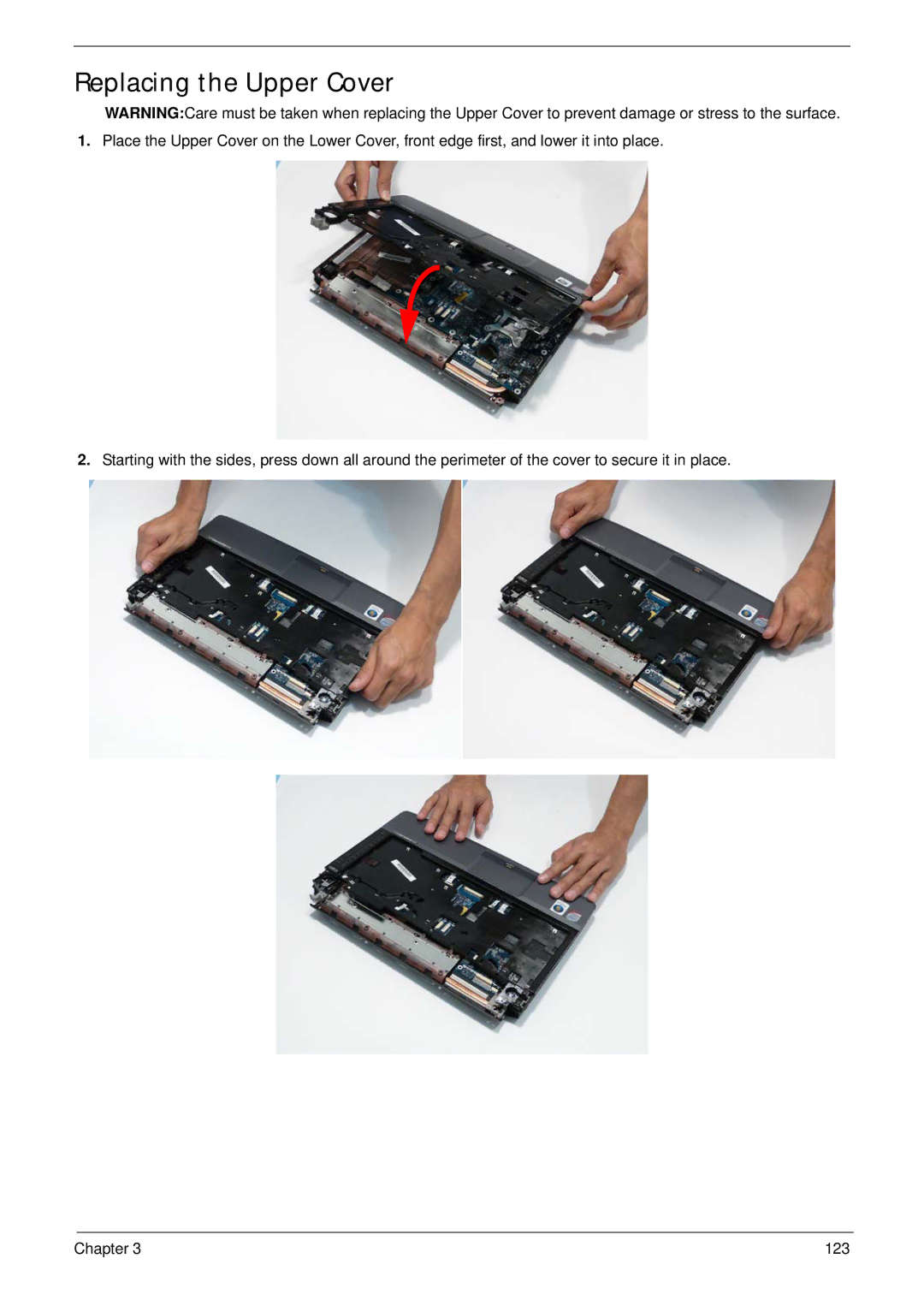 Acer 4736Z, 4736G manual Replacing the Upper Cover 