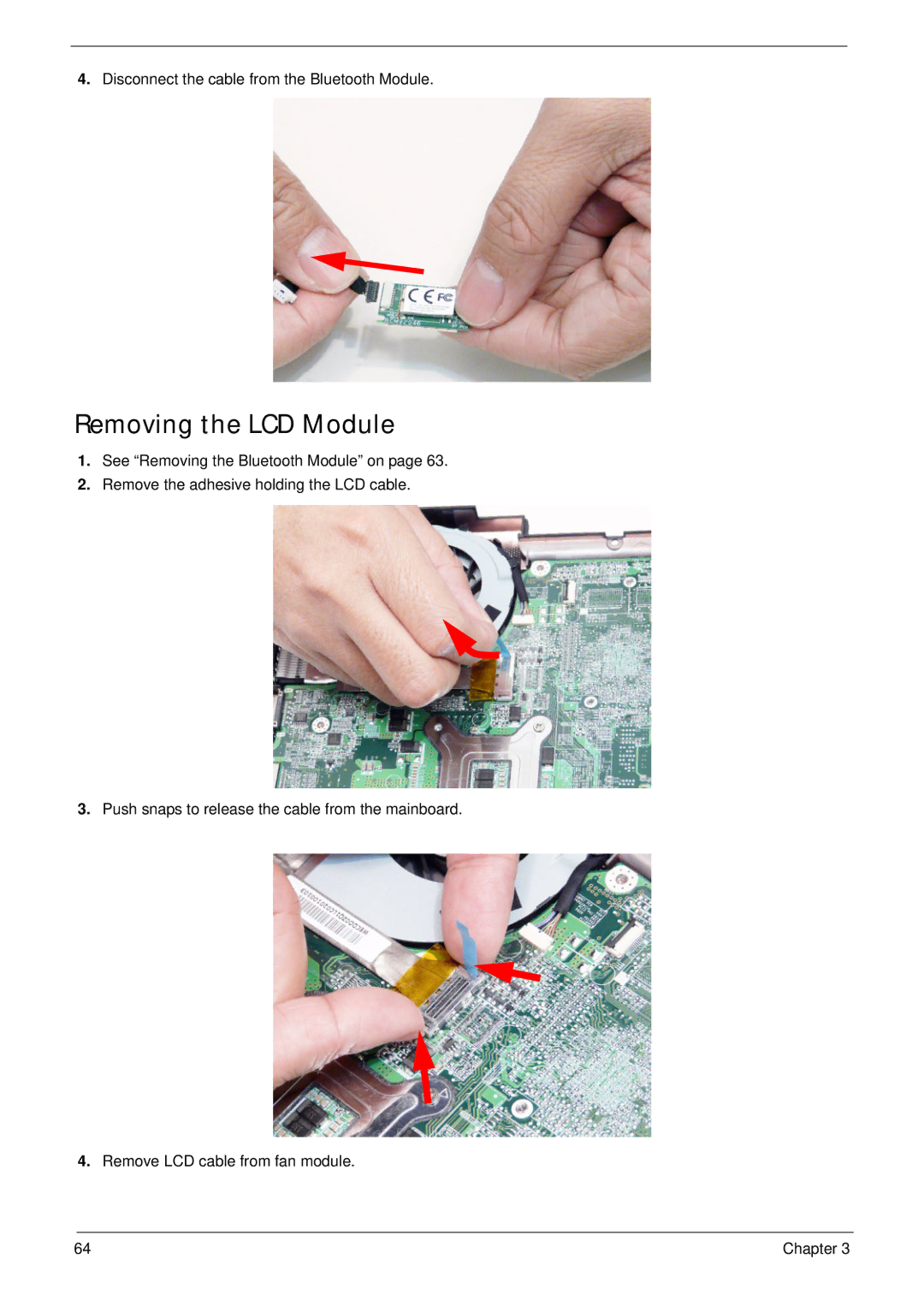 Acer 4745 manual Removing the LCD Module 