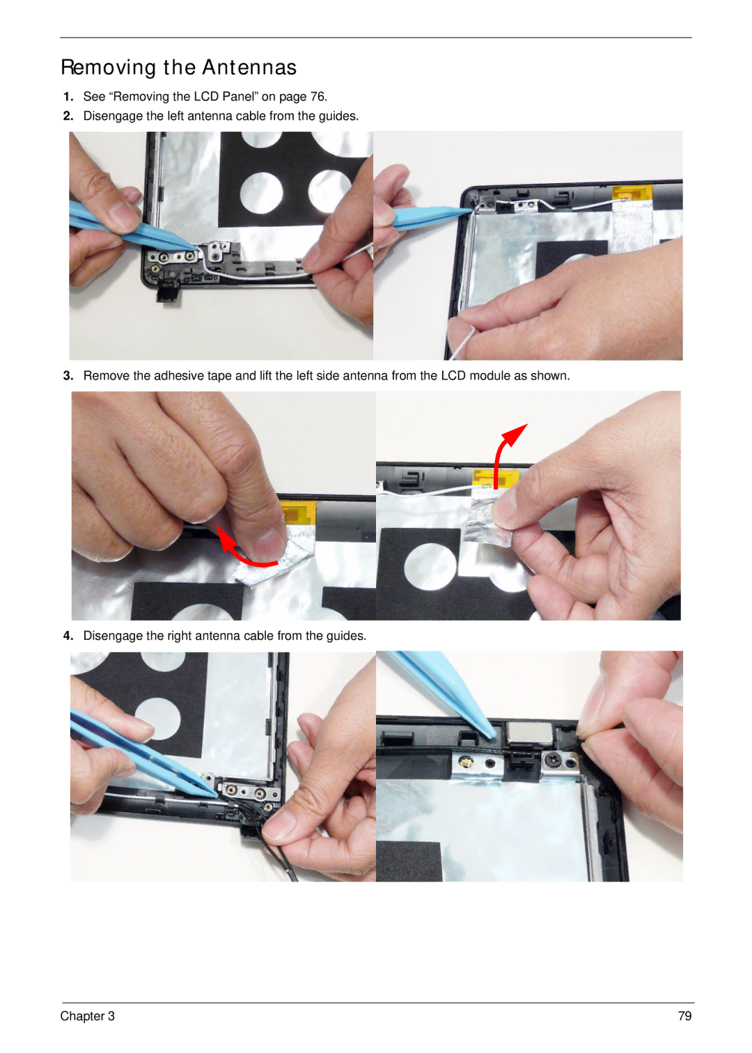 Acer 4745 manual Removing the Antennas 