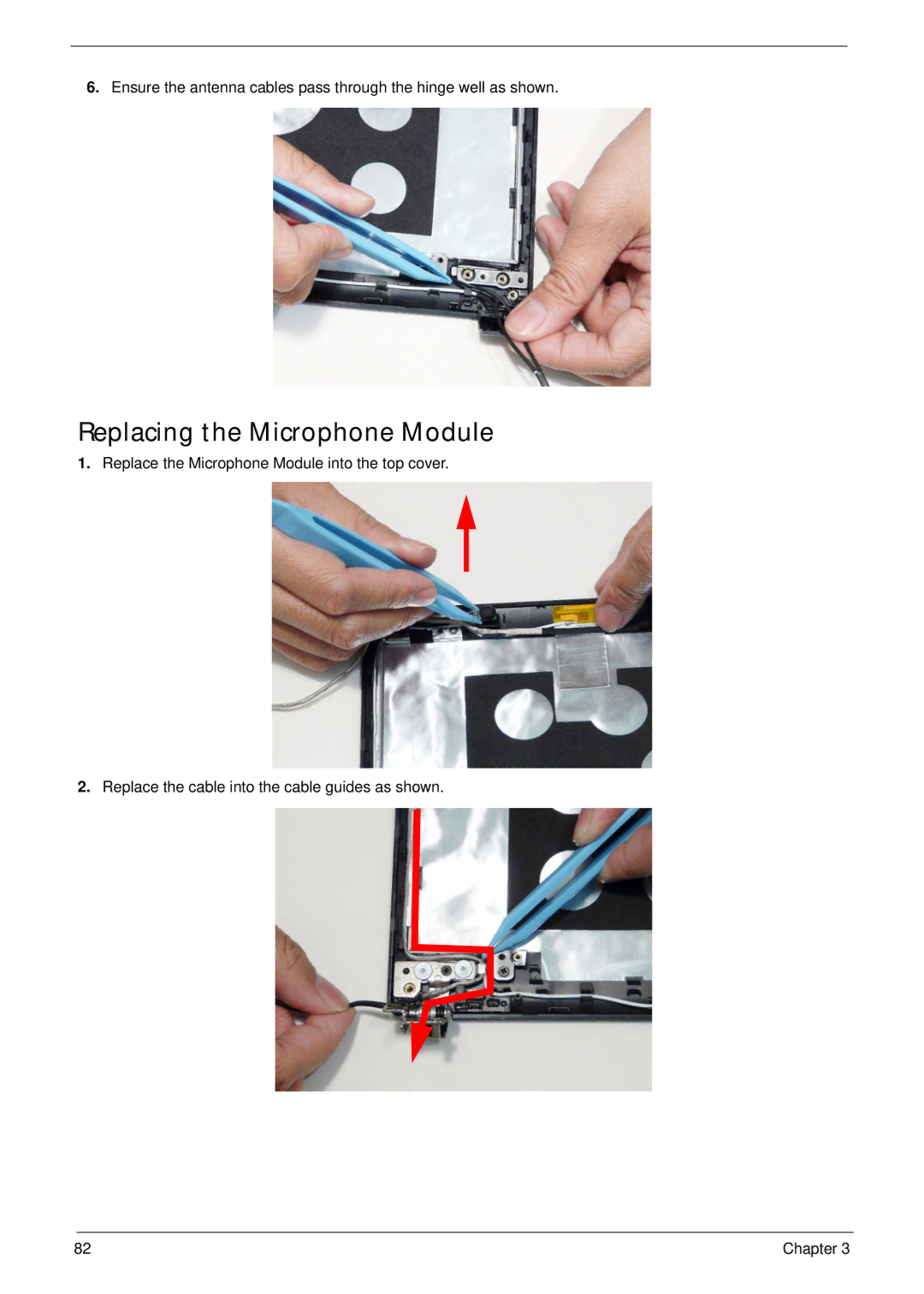 Acer 4745 manual Replacing the Microphone Module 