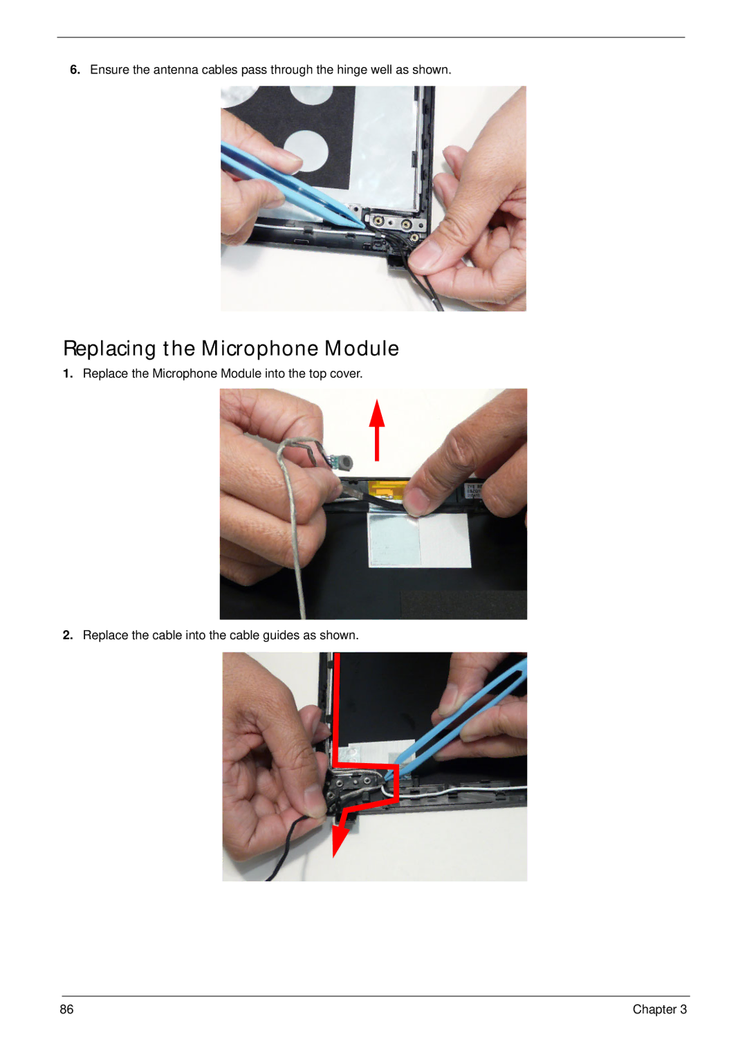 Acer 4820T manual Replacing the Microphone Module 