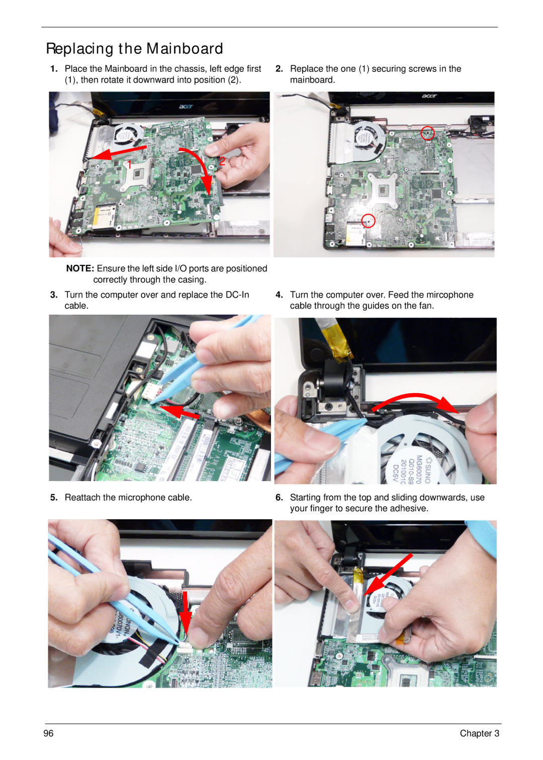 Acer 4820T manual Replacing the Mainboard 