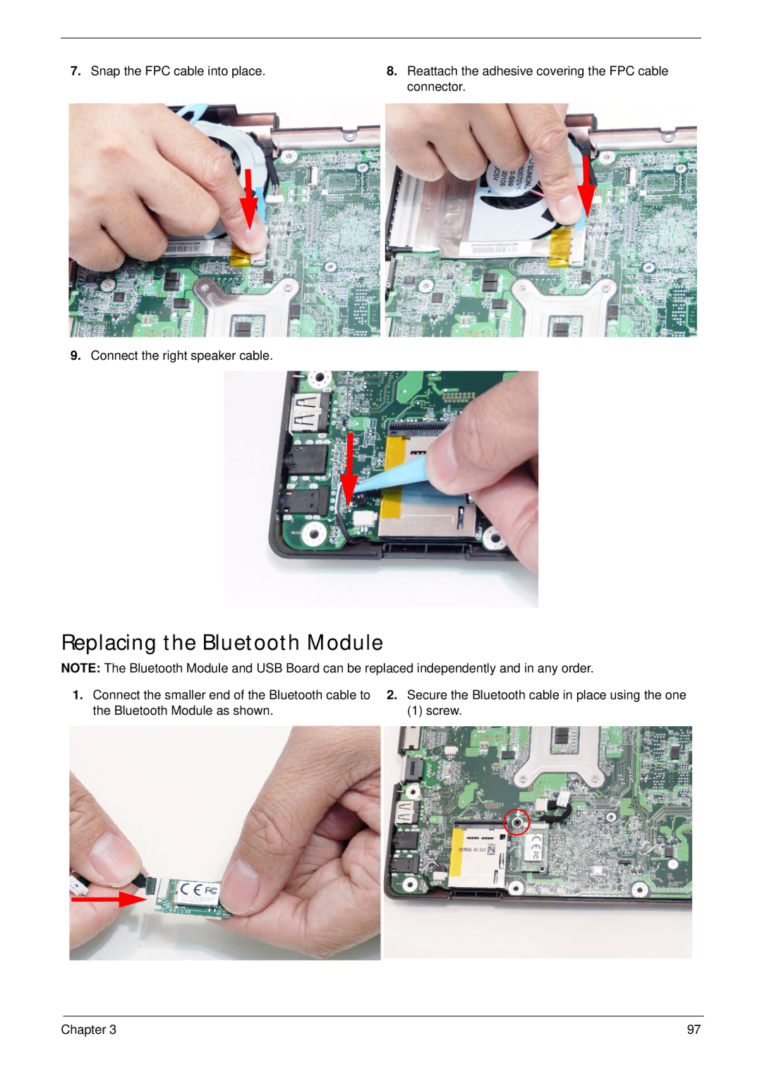 Acer 4820T manual Replacing the Bluetooth Module 