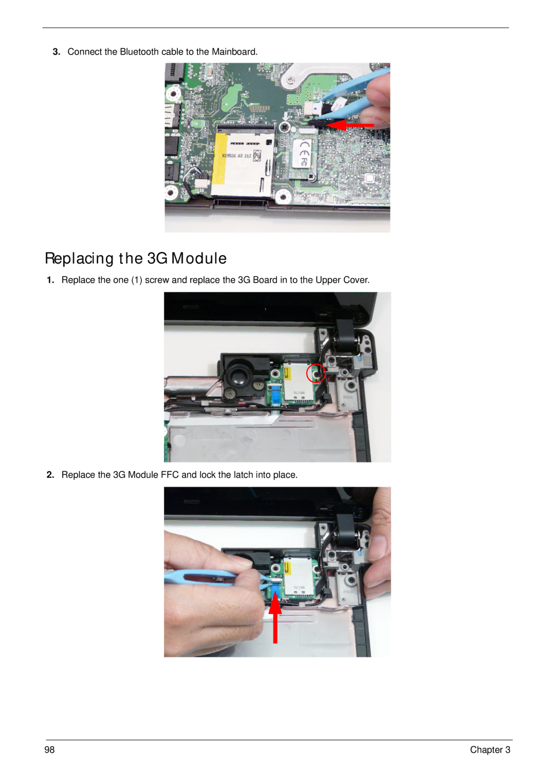 Acer 4820T manual Replacing the 3G Module 