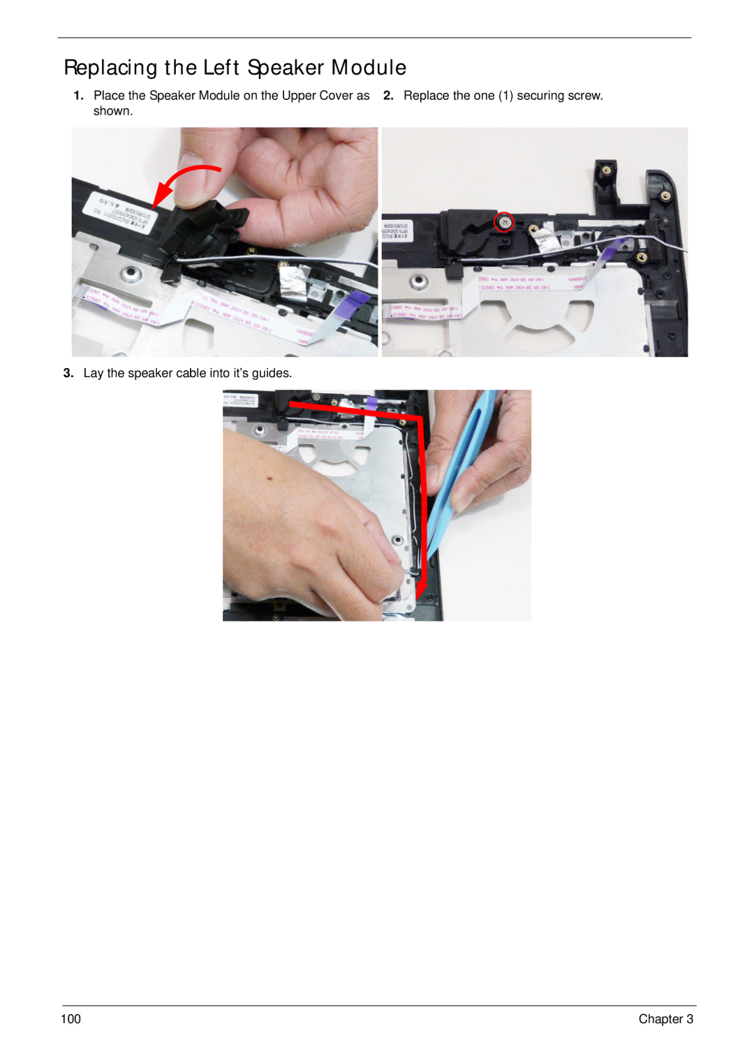 Acer 4820T manual Replacing the Left Speaker Module 