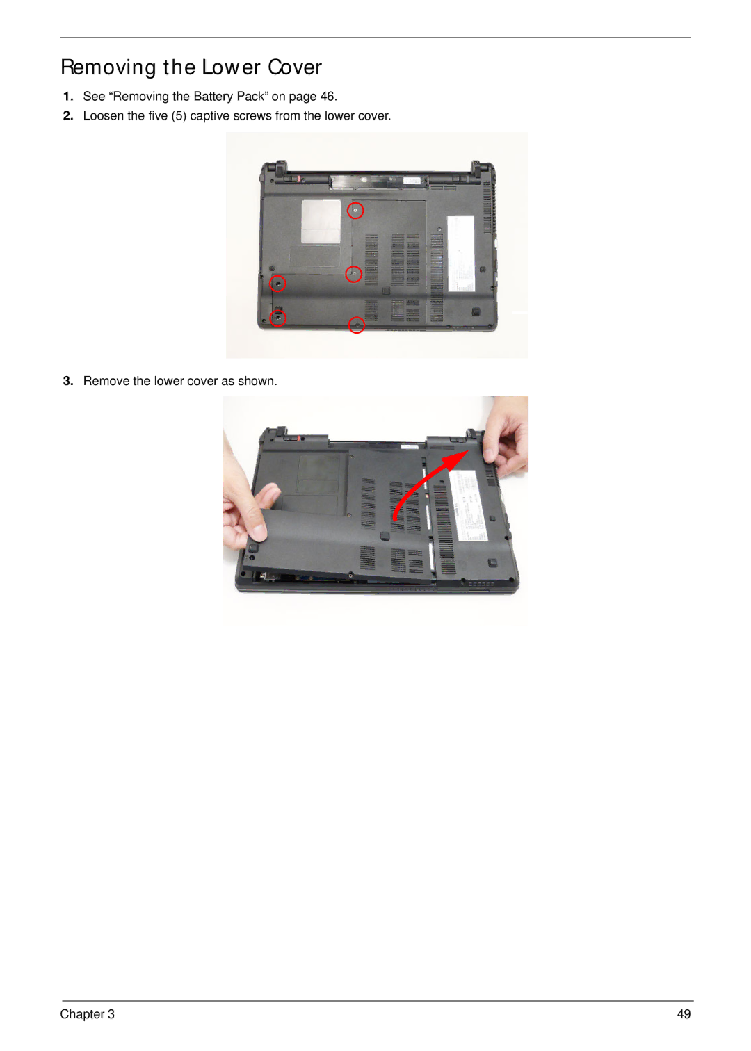 Acer 4820T manual Removing the Lower Cover 