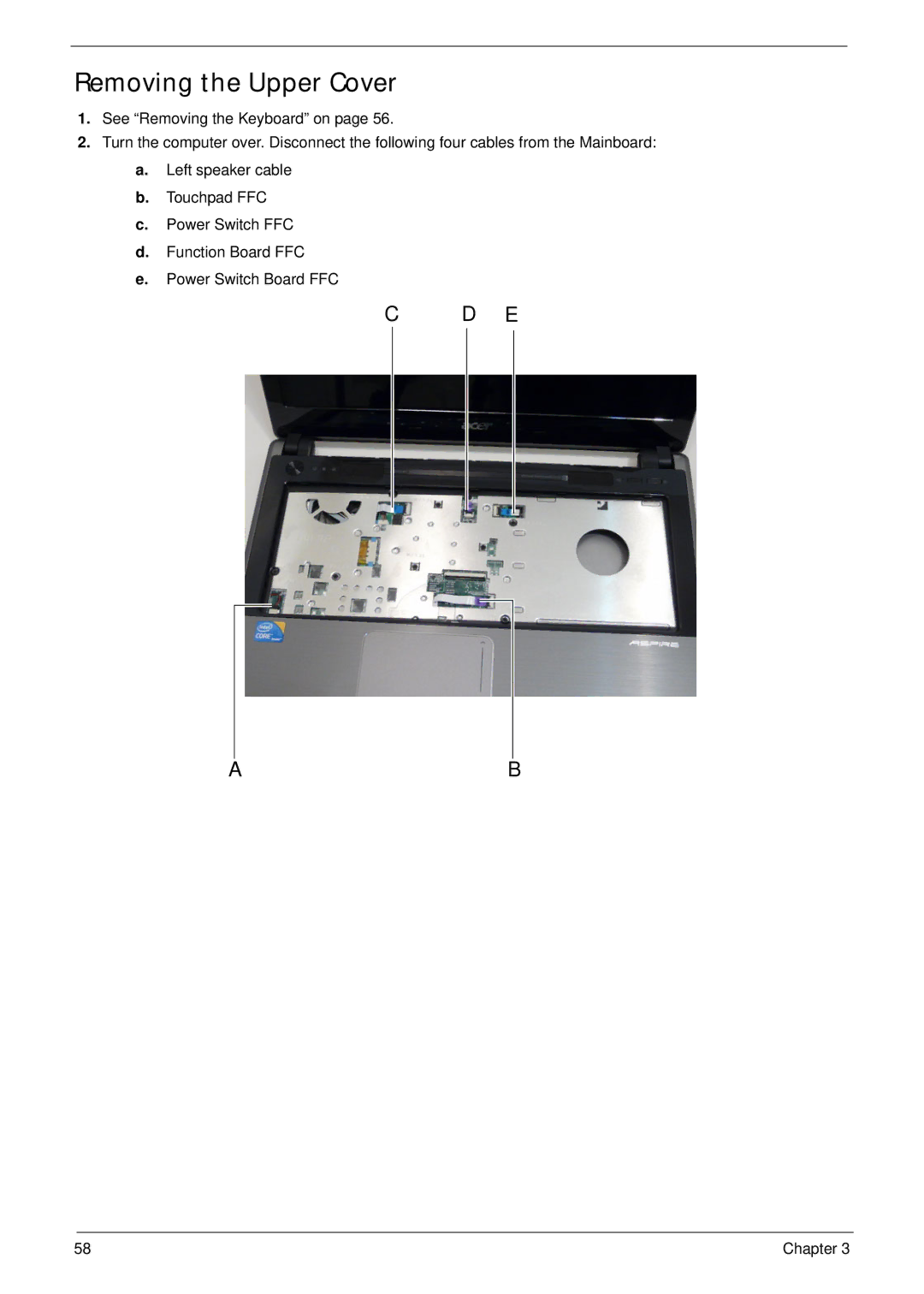 Acer 4820T manual Removing the Upper Cover 