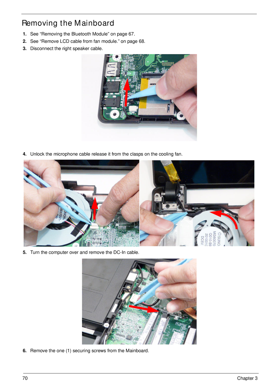 Acer 4820T manual Removing the Mainboard 