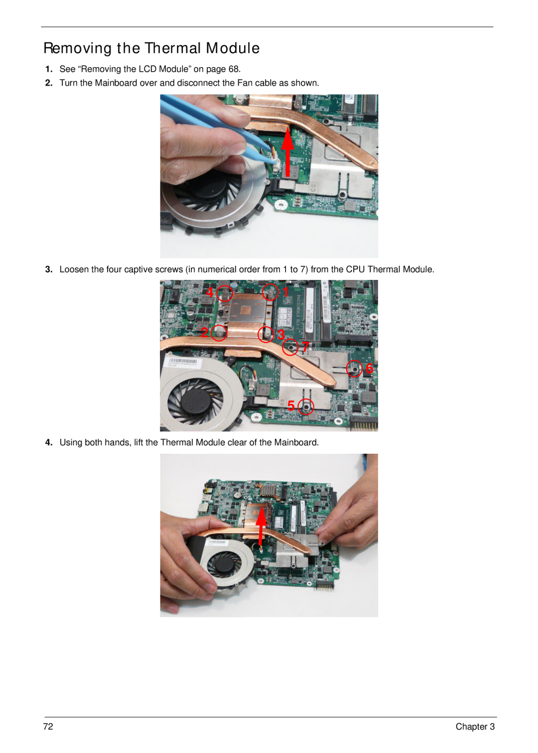 Acer 4820T manual Removing the Thermal Module 