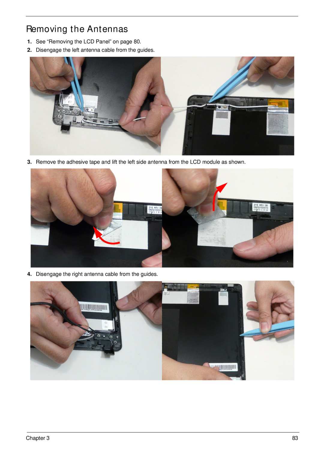 Acer 4820T manual Removing the Antennas 