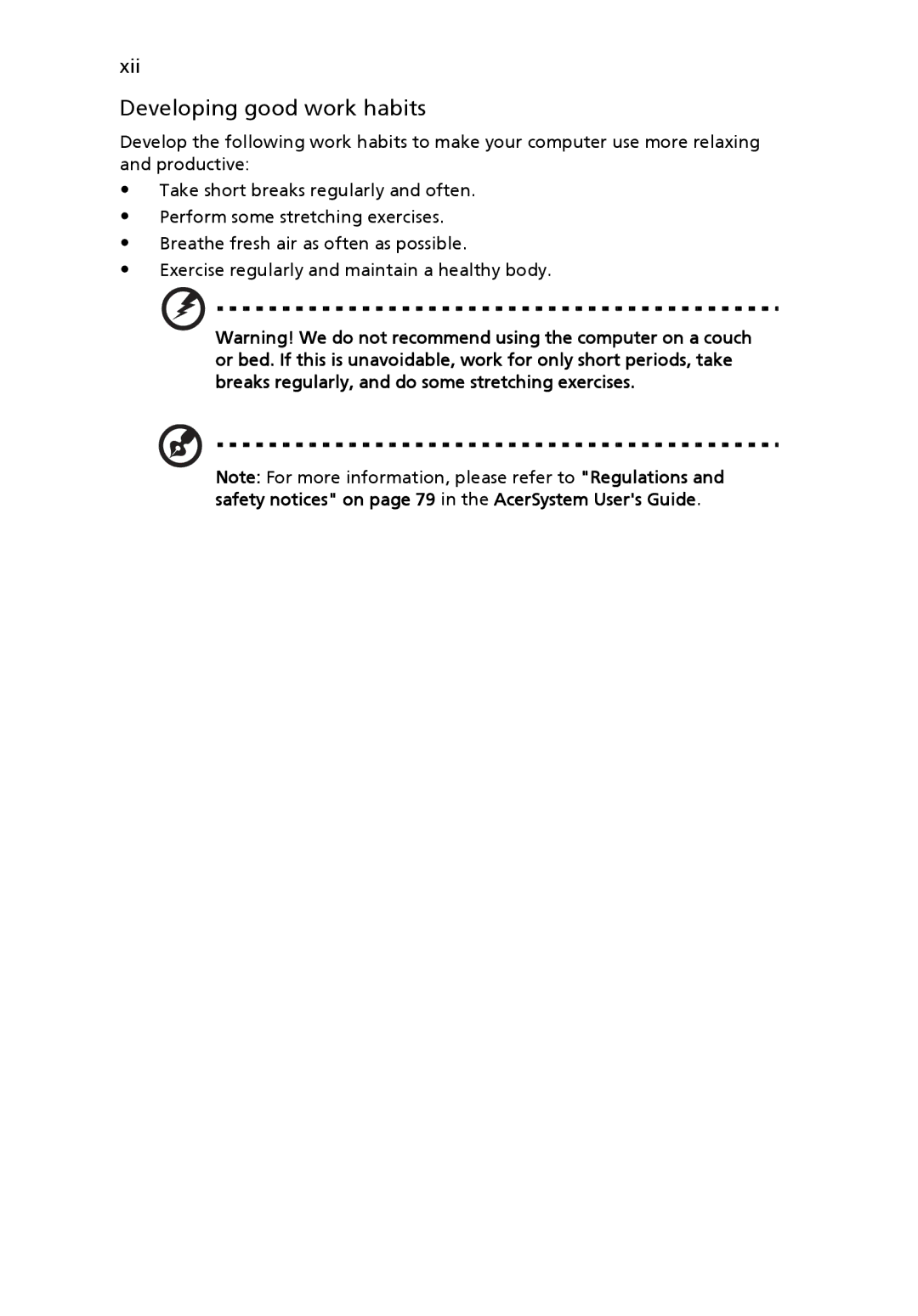 Acer 4920, MS2219 manual Developing good work habits 