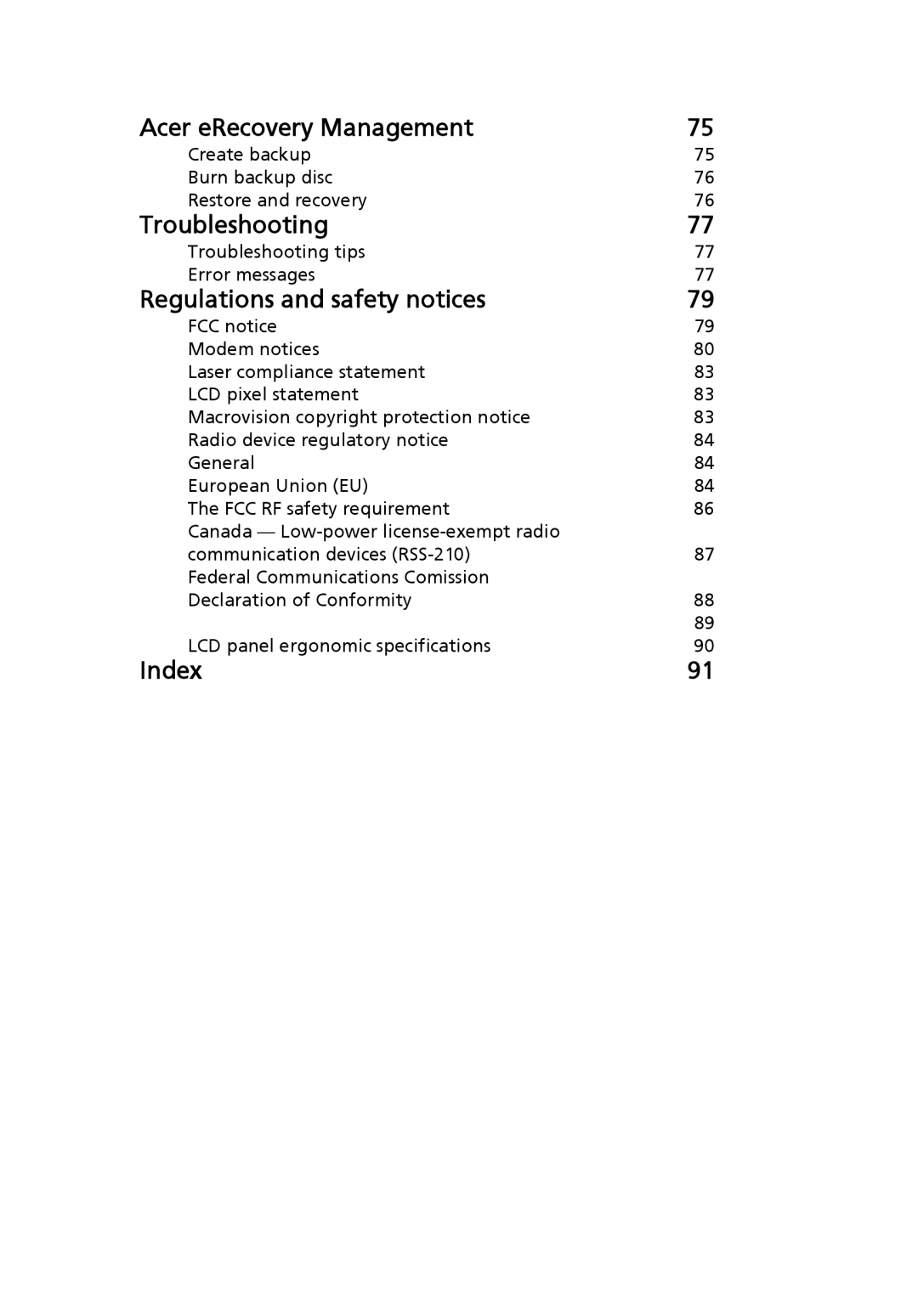 Acer MS2219, 4920 manual Acer eRecovery Management 