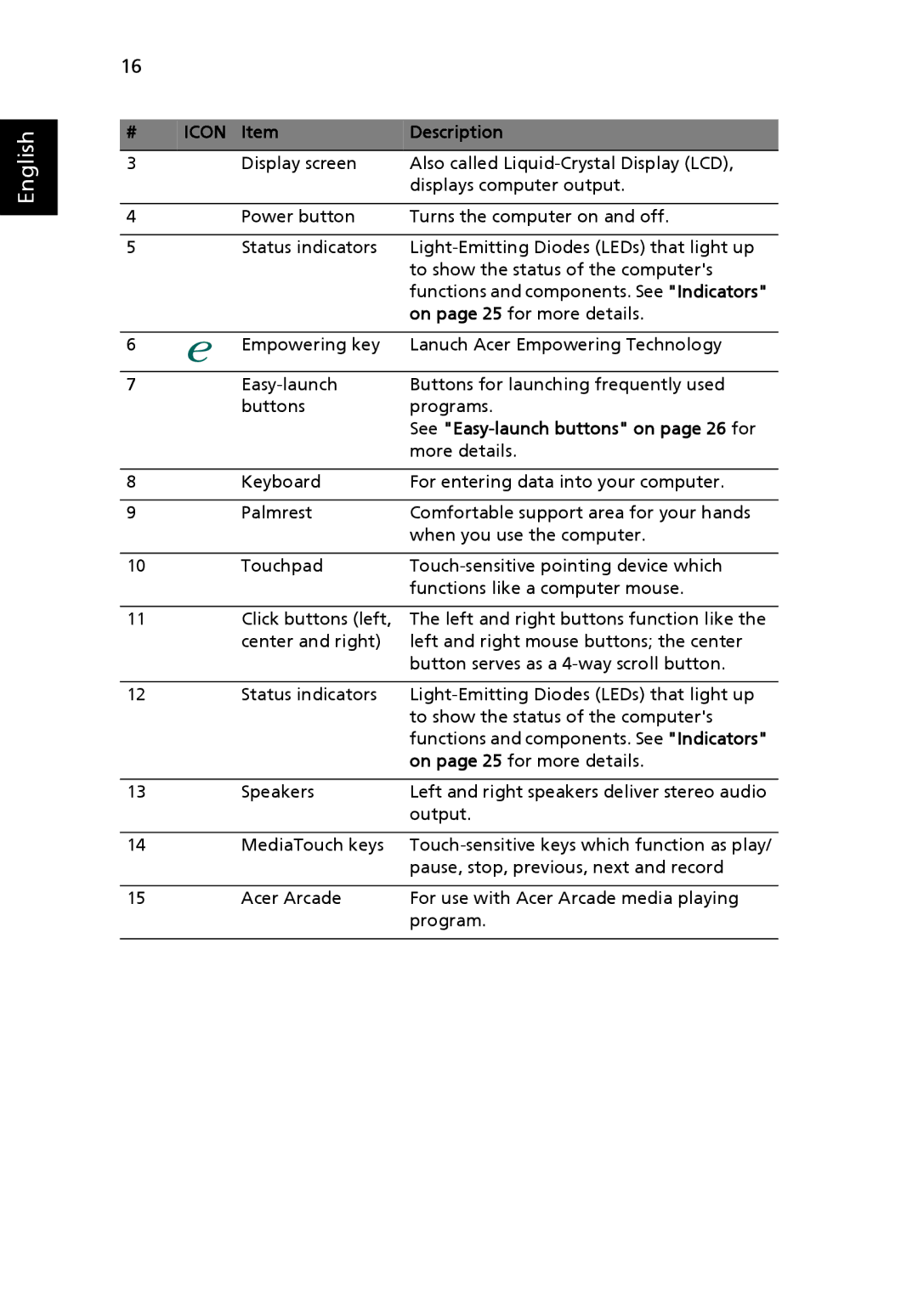 Acer 4920, MS2219 manual See Easy-launch buttons on page 26 for 