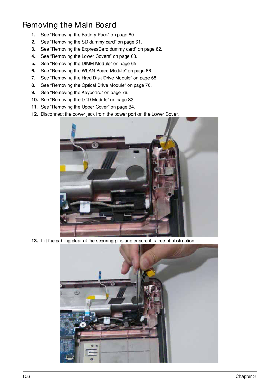 Acer 4930G manual Removing the Main Board 