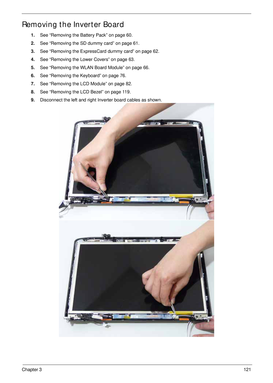 Acer 4930G manual Removing the Inverter Board 