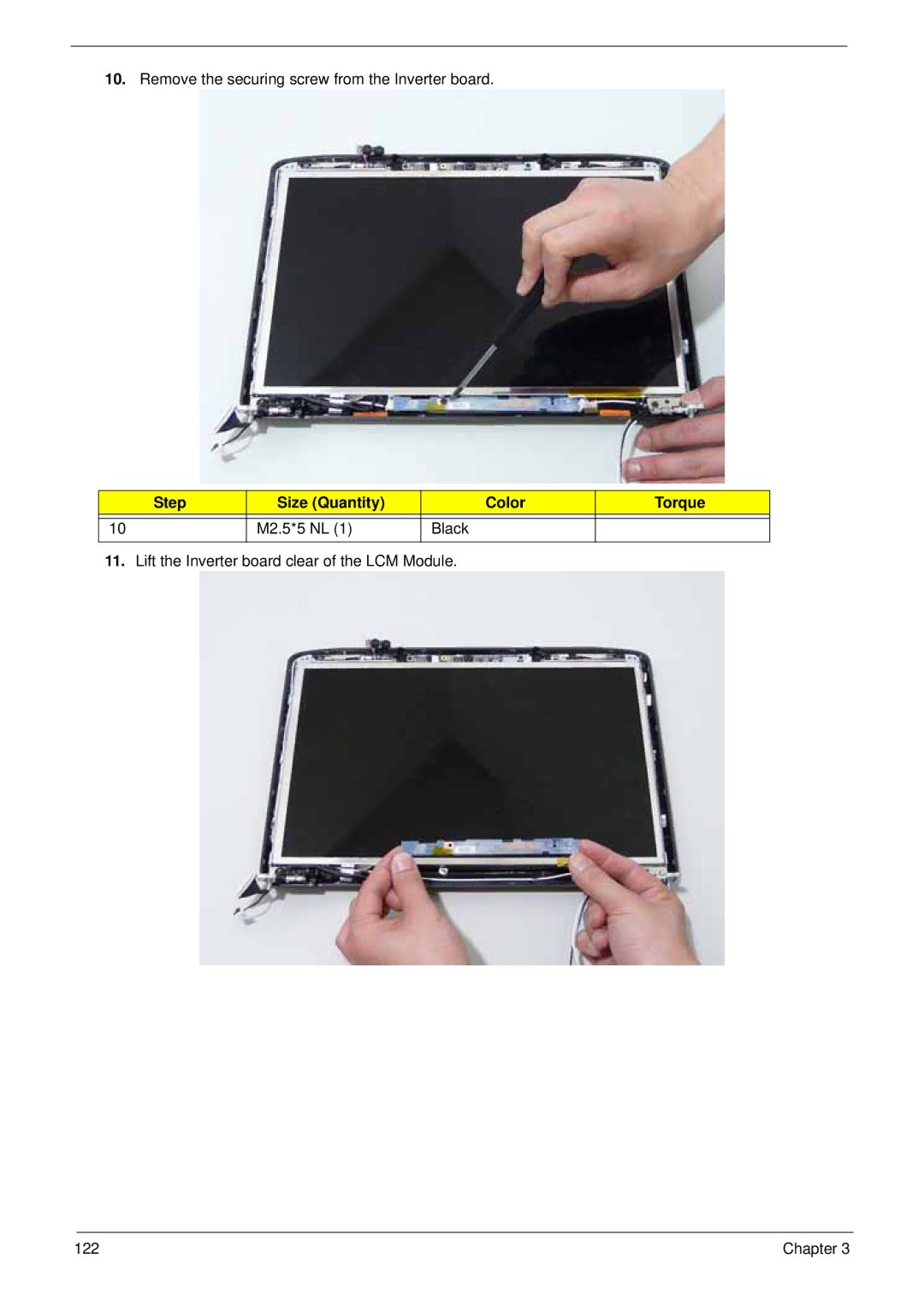 Acer 4930G manual Remove the securing screw from the Inverter board 