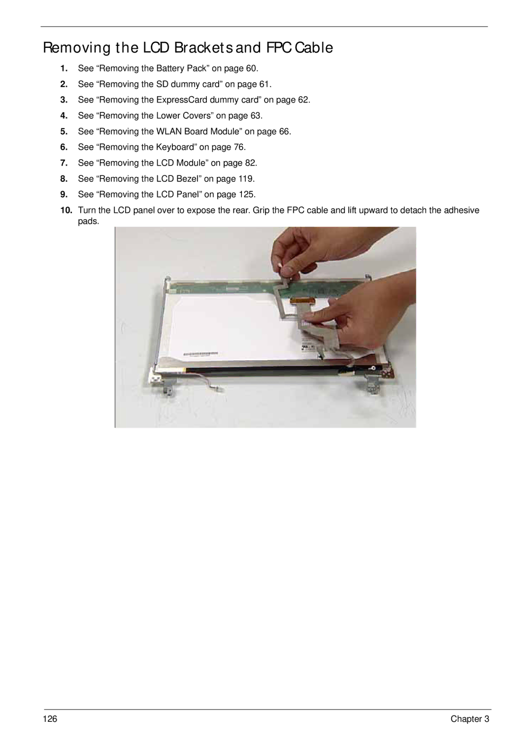 Acer 4930G manual Removing the LCD Brackets and FPC Cable 