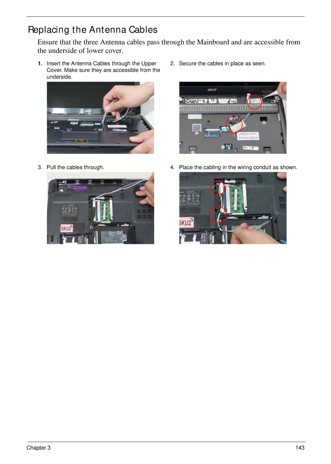 Acer 4930G manual Replacing the Antenna Cables 