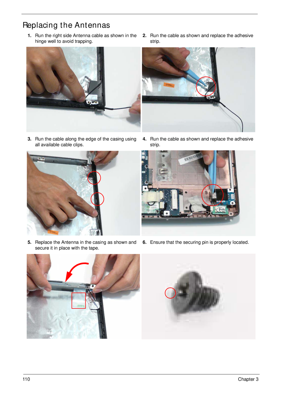 Acer 4935G SERIES manual Replacing the Antennas 