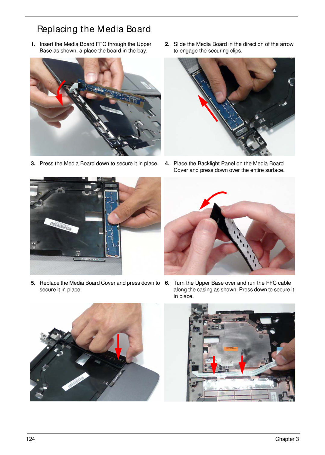 Acer 4935G SERIES manual Replacing the Media Board 