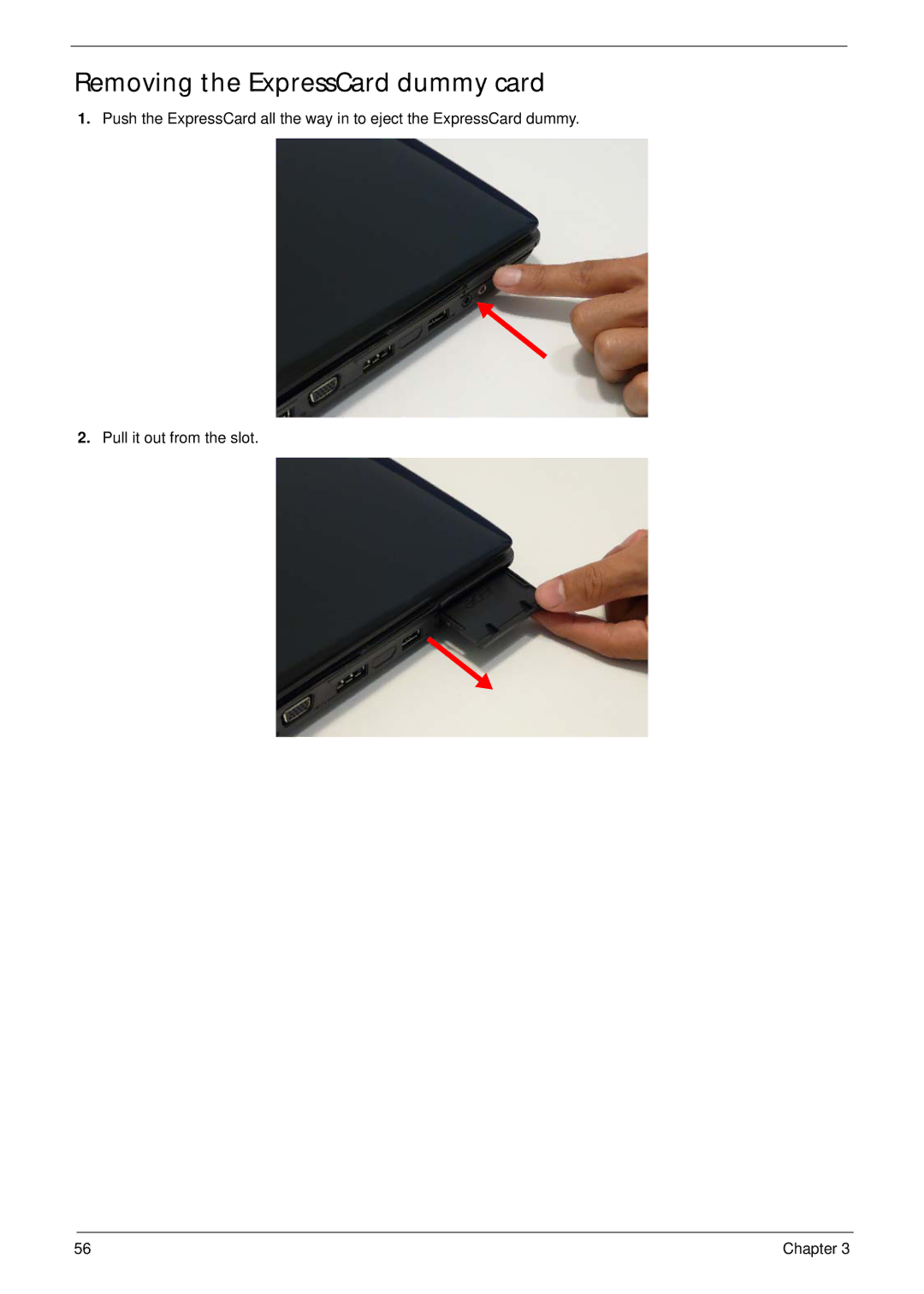 Acer 4935G SERIES manual Removing the ExpressCard dummy card 