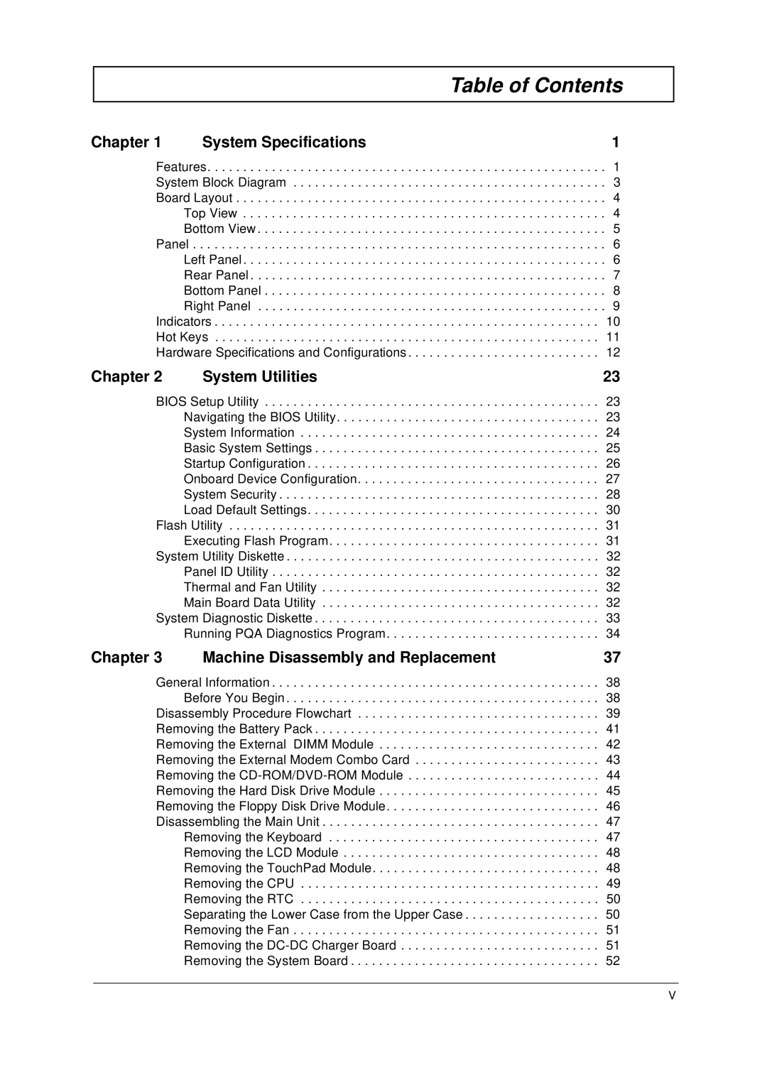 Acer 49.49C02.001 manual Table of Contents 